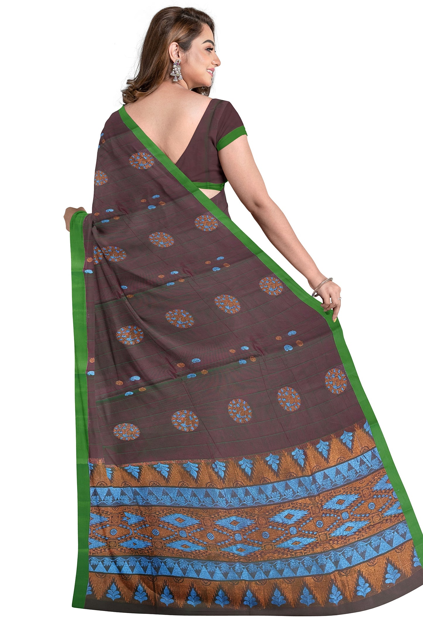 SENSAN Women’s Fancy Coimbatore Cotton Saree with Blouse Piece [SKU:5122]