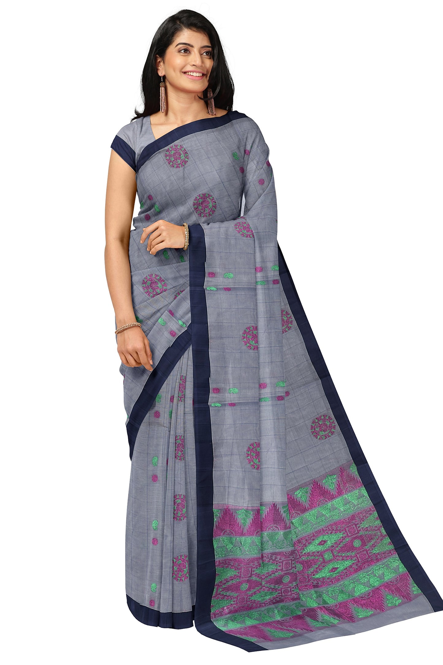 SENSAN Women’s Fancy Coimbatore Cotton Saree with Blouse Piece [SKU:5122]