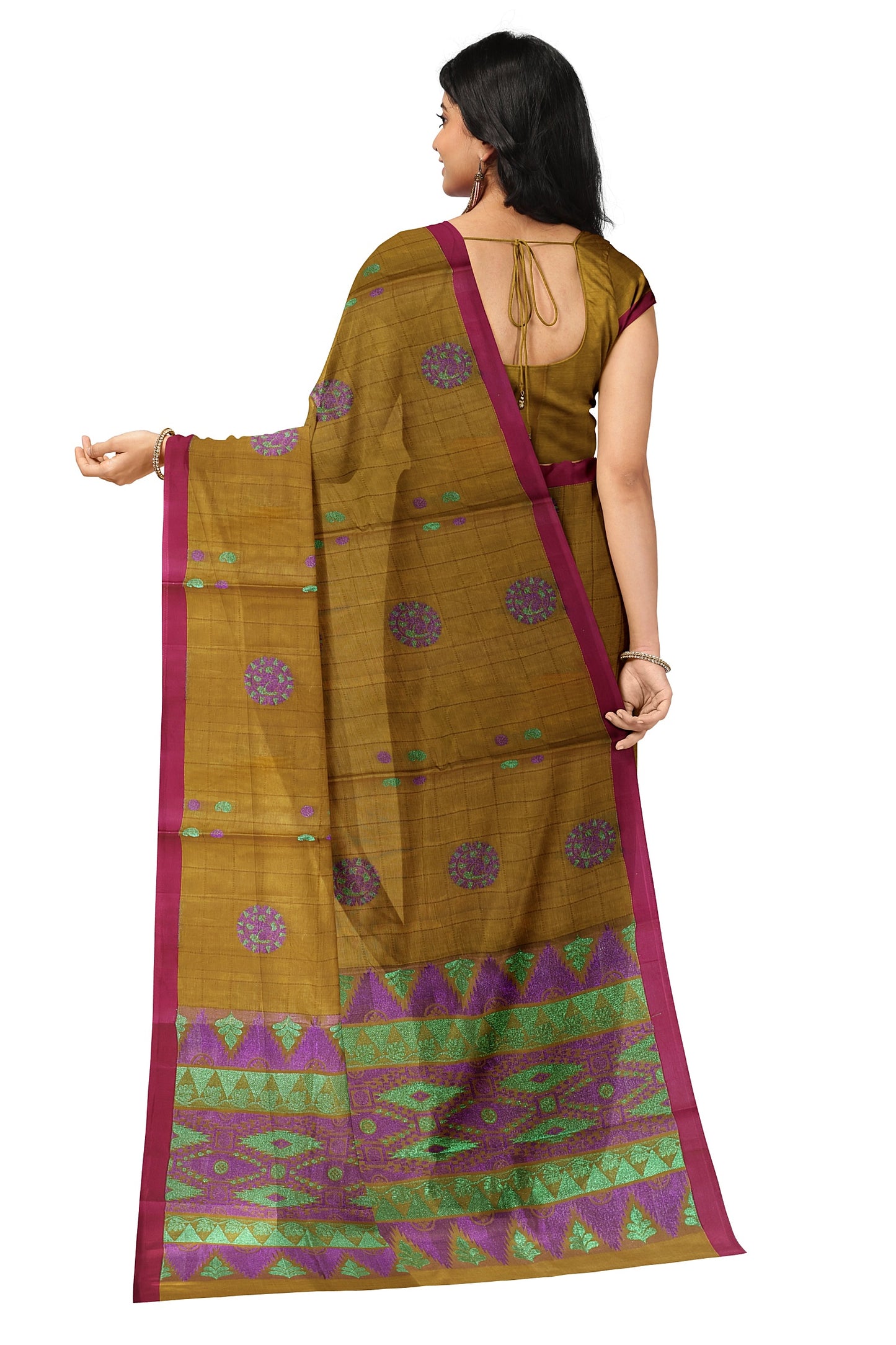 SENSAN Women’s Fancy Coimbatore Cotton Saree with Blouse Piece [SKU:5122]