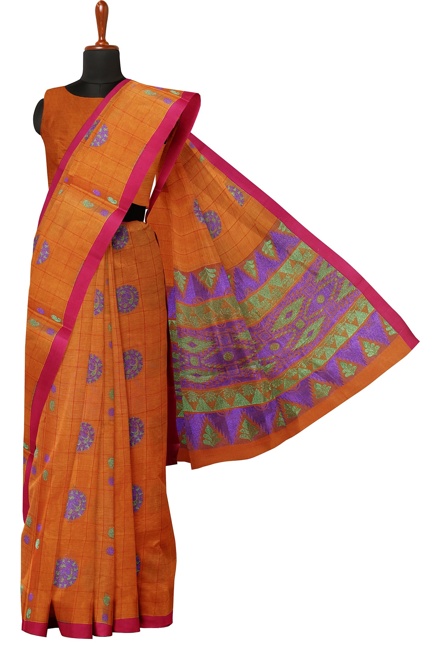 SENSAN Women’s Fancy Coimbatore Cotton Saree with Blouse Piece [SKU:5122]
