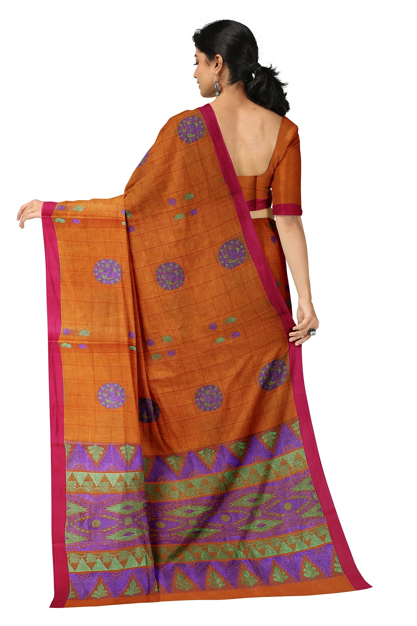 SENSAN Women’s Fancy Coimbatore Cotton Saree with Blouse Piece [SKU:5122]
