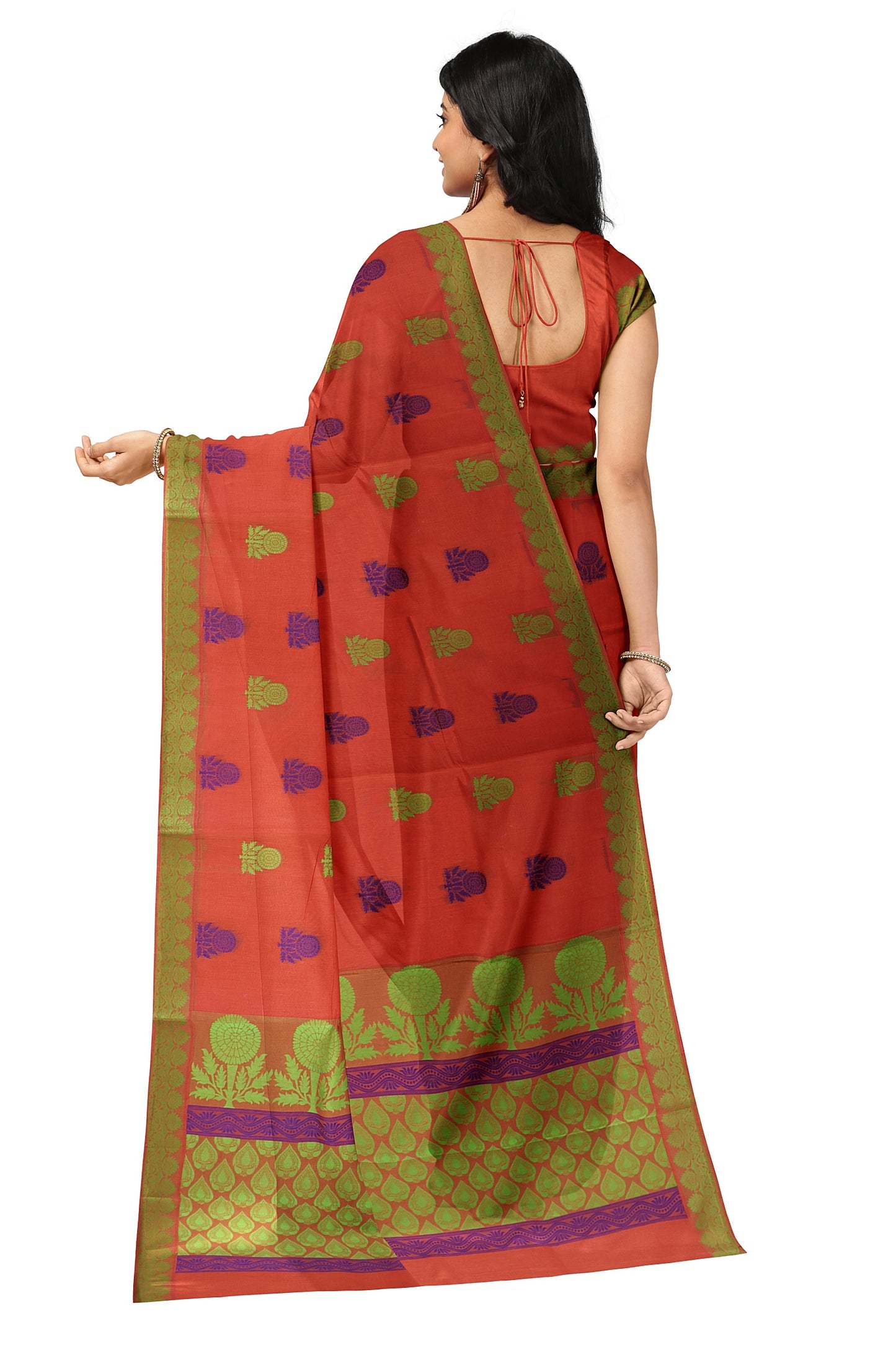 SENSAN Women’s Fancy Coimbatore Cotton Saree with Blouse Piece [SKU:5123]