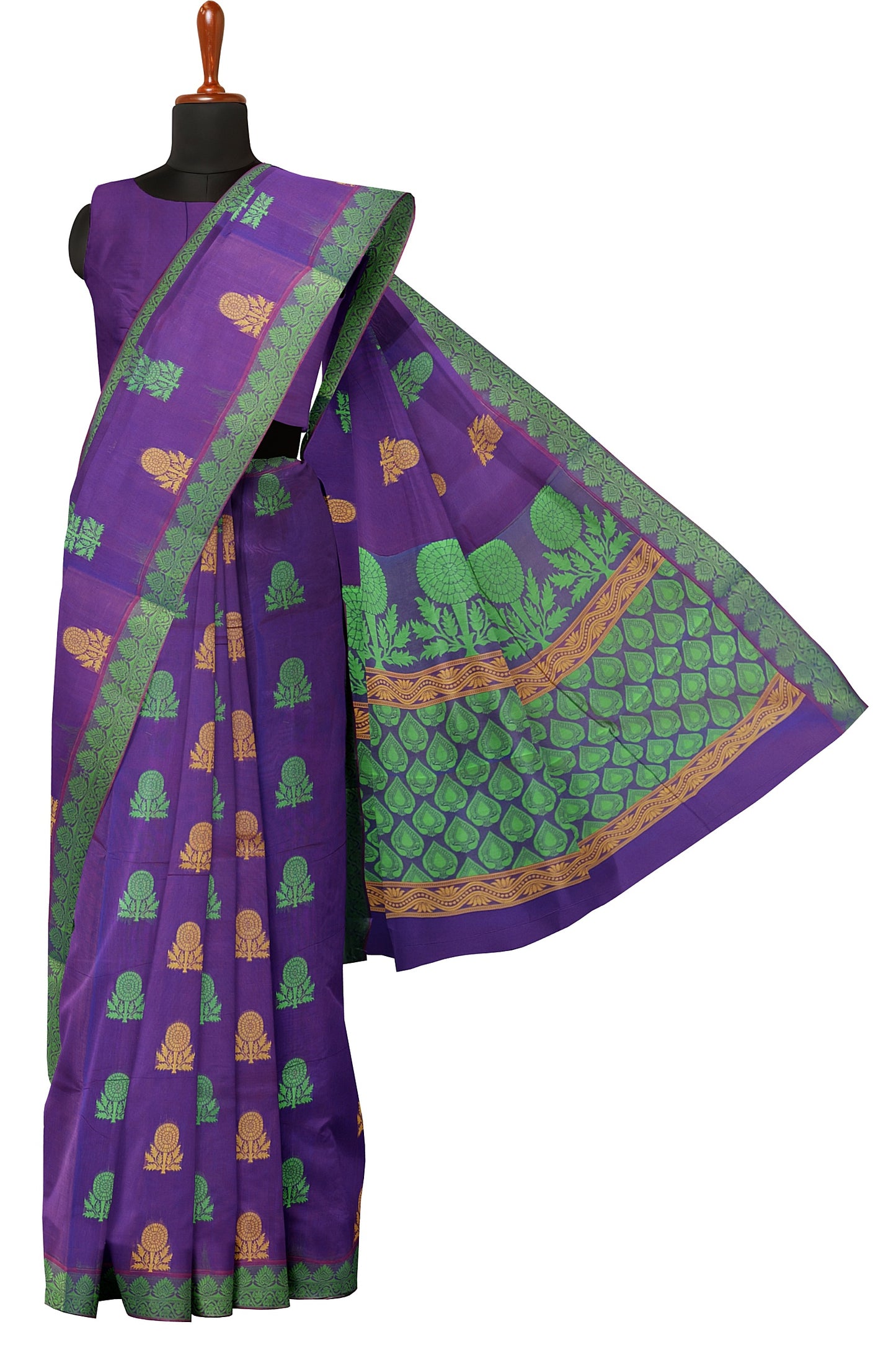SENSAN Women’s Fancy Coimbatore Cotton Saree with Blouse Piece [SKU:5123]