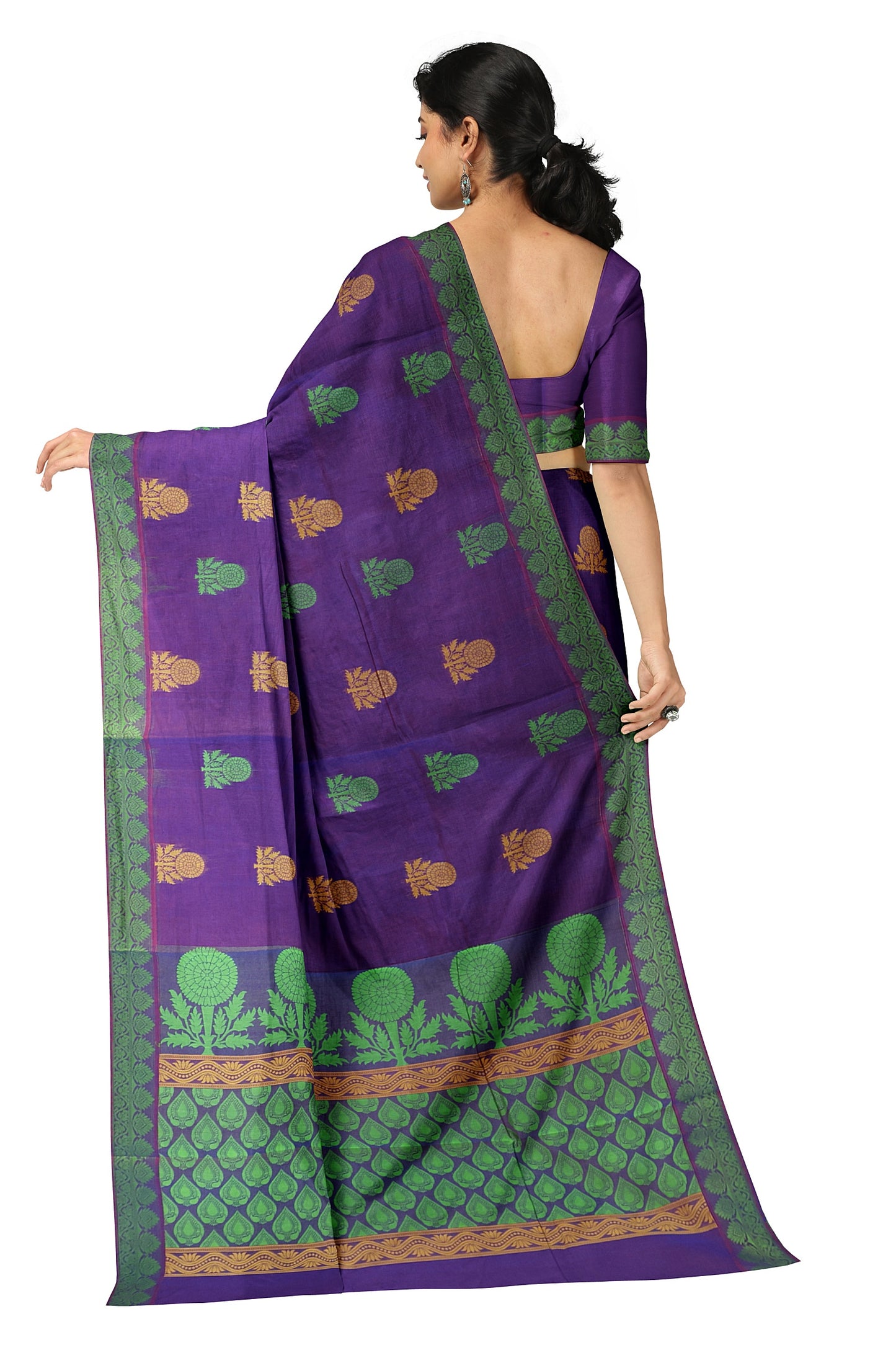 SENSAN Women’s Fancy Coimbatore Cotton Saree with Blouse Piece [SKU:5123]