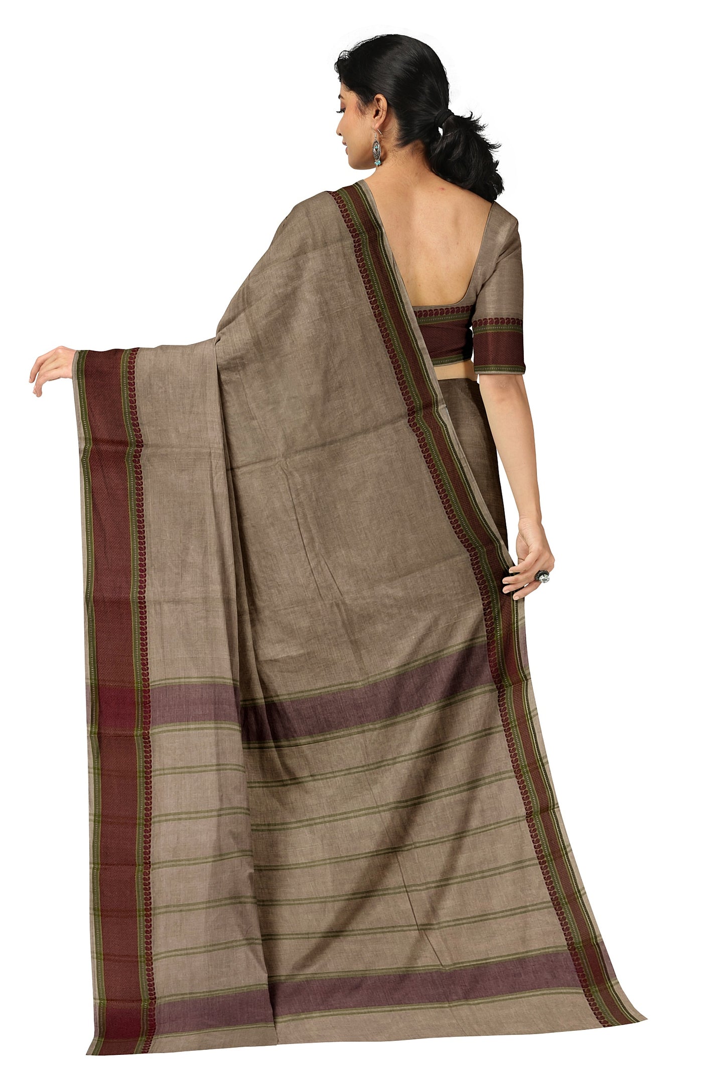 SENSAN Women’s Handloom Kanchi Cotton Saree with Blouse Piece [SKU:520]