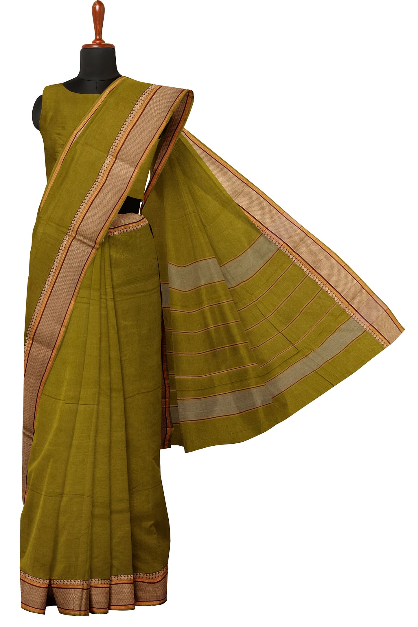 SENSAN Women’s Handloom Kanchi Cotton Saree with Blouse Piece [SKU:520]