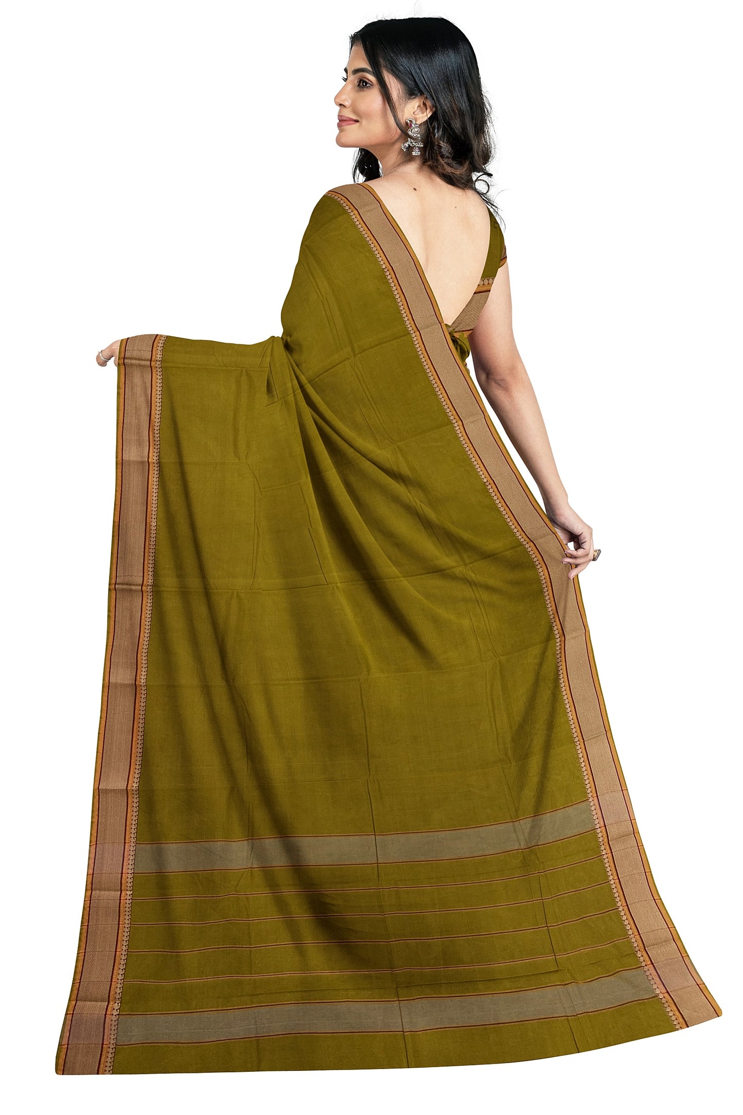 SENSAN Women’s Handloom Kanchi Cotton Saree with Blouse Piece [SKU:520]