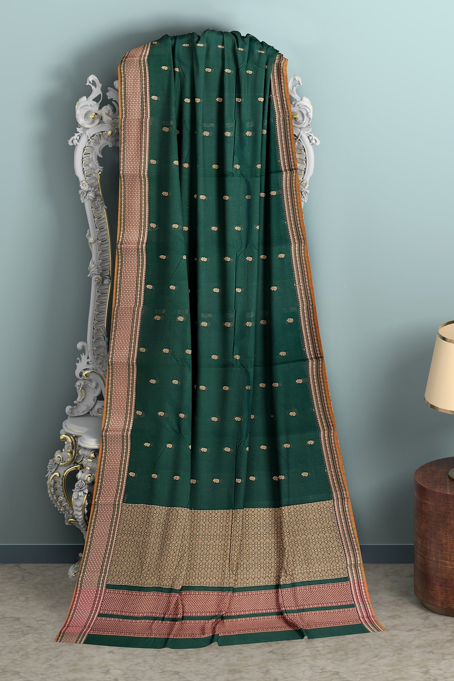 SENSAN Women’s Handloom Kanchi Cotton Saree with Blouse Piece [SKU:678.1]