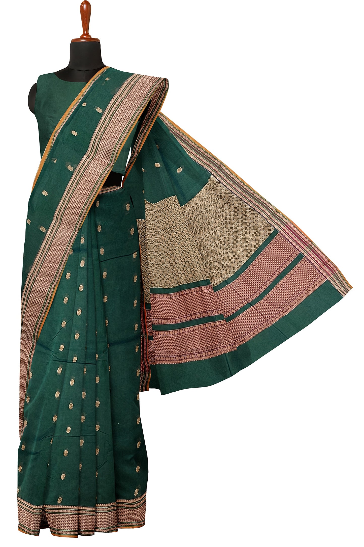 SENSAN Women’s Handloom Kanchi Cotton Saree with Blouse Piece [SKU:678.1]