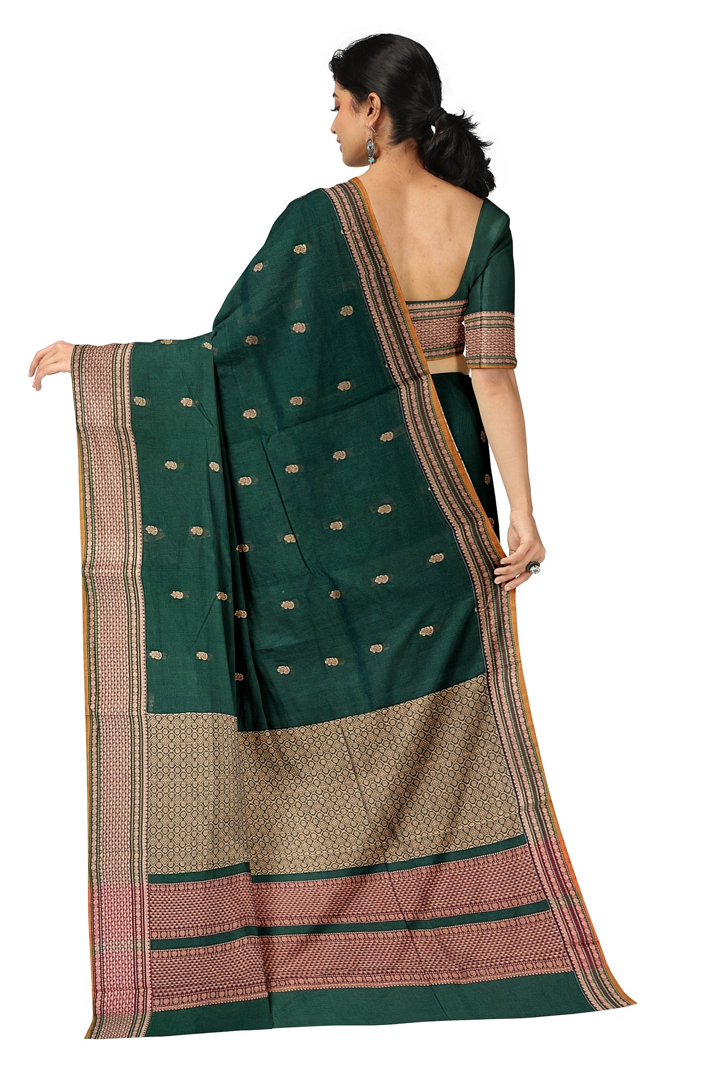 SENSAN Women’s Handloom Kanchi Cotton Saree with Blouse Piece [SKU:678.1]