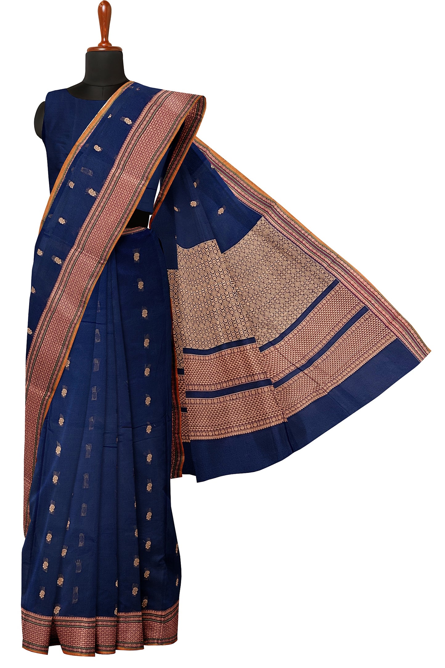 SENSAN Women’s Handloom Kanchi Cotton Saree with Blouse Piece [SKU:678.1]