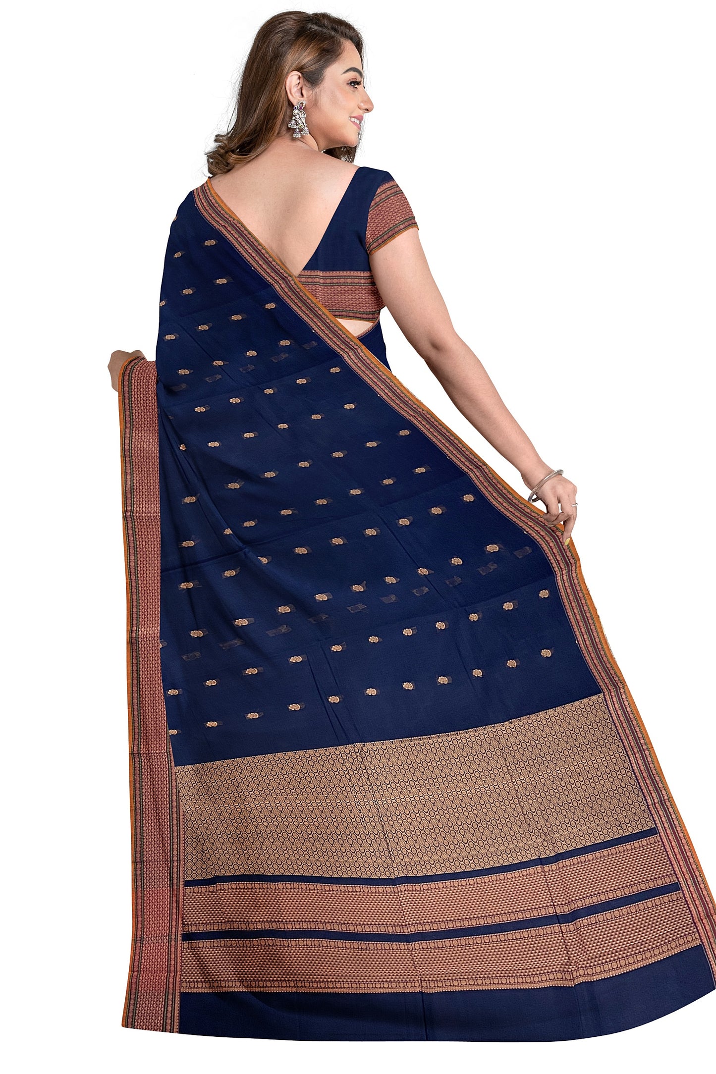 SENSAN Women’s Handloom Kanchi Cotton Saree with Blouse Piece [SKU:678.1]