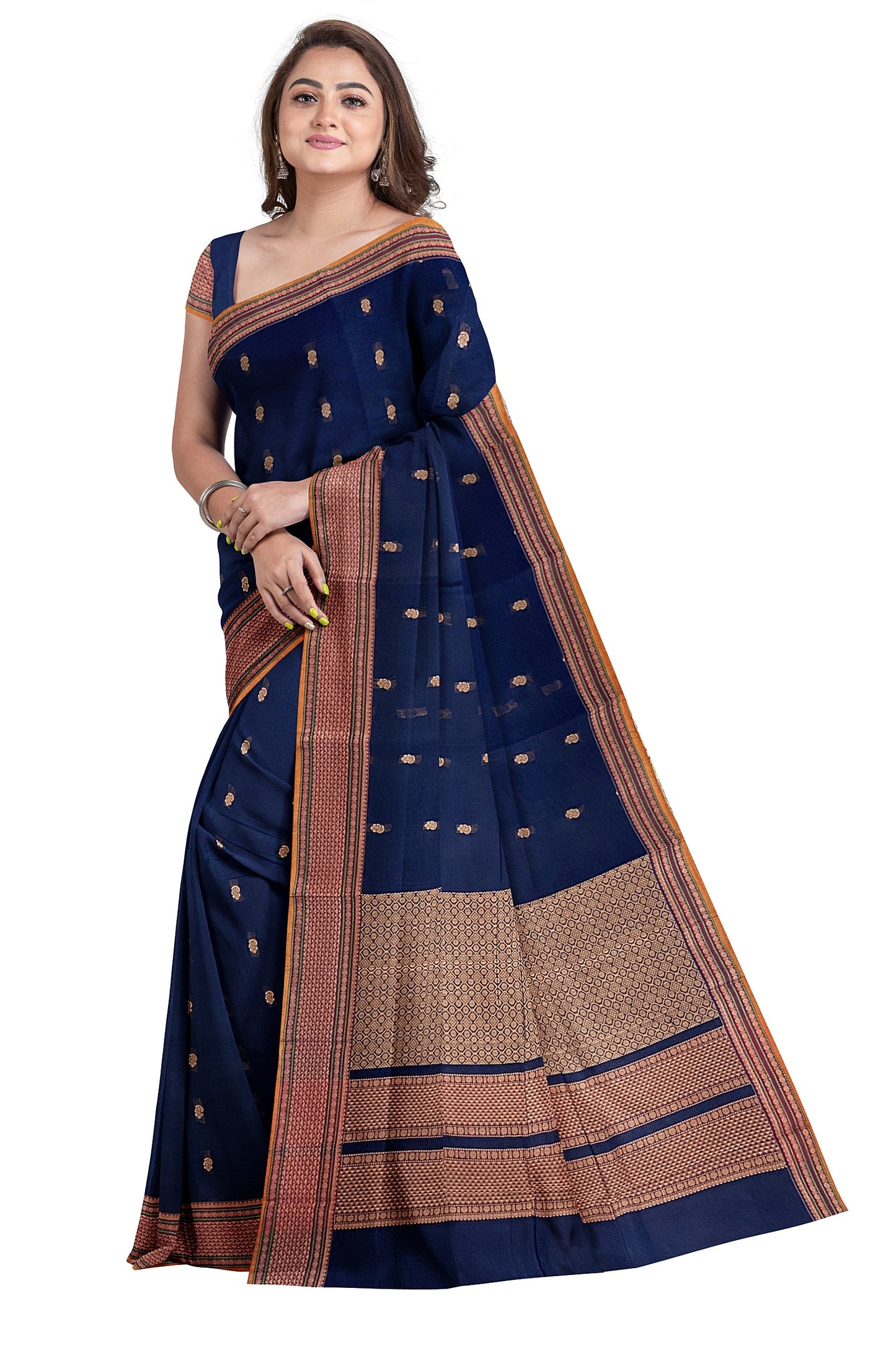 SENSAN Women’s Handloom Kanchi Cotton Saree with Blouse Piece [SKU:678.1]