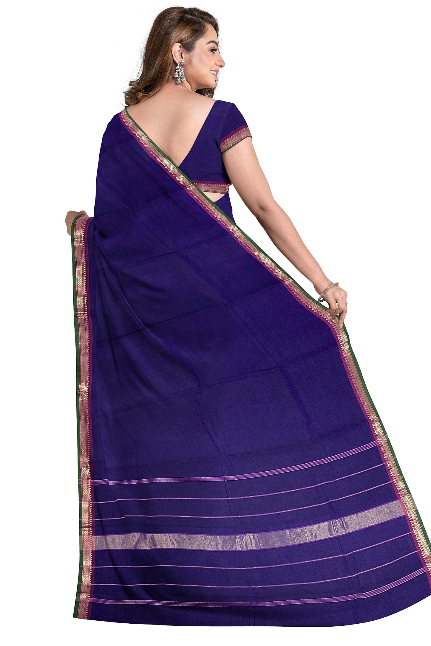 SENSAN Women’s Handloom Kanchi Cotton Saree with Blouse Piece [SKU:727.1]