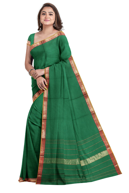 SENSAN Women’s  Kanchi Cotton Saree with Blouse Piece [SKU:727]