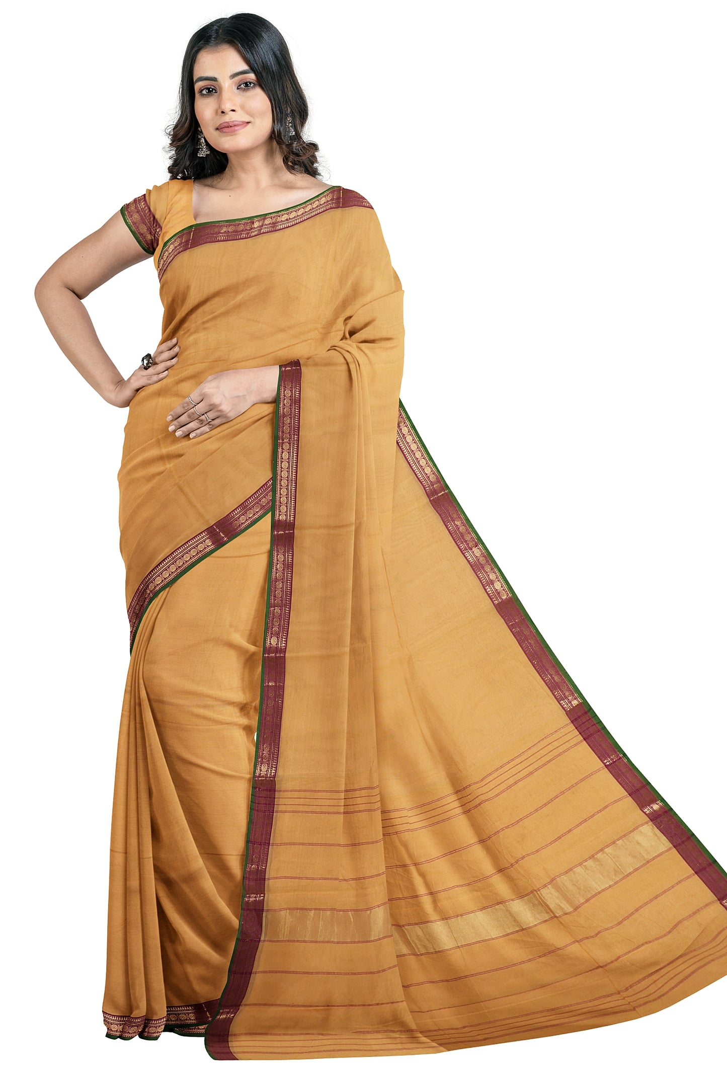 SENSAN Women’s  Kanchi Cotton Saree with Blouse Piece [SKU:727]