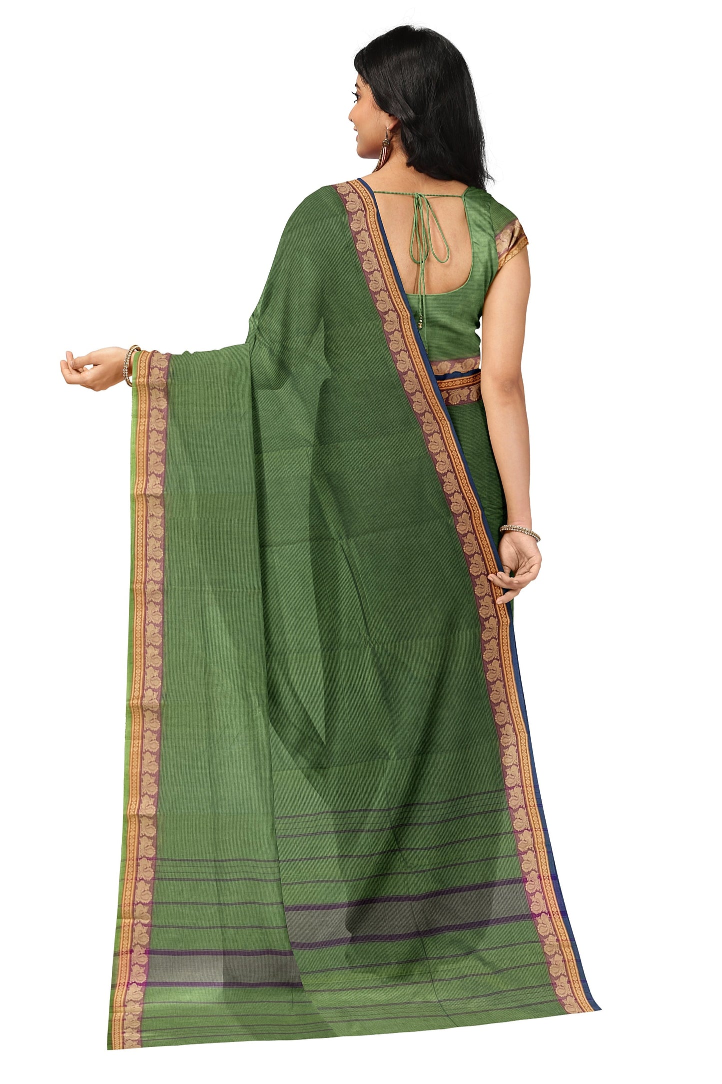 SENSAN Women’s  Kanchi Cotton Saree with Blouse Piece [SKU:739.3]