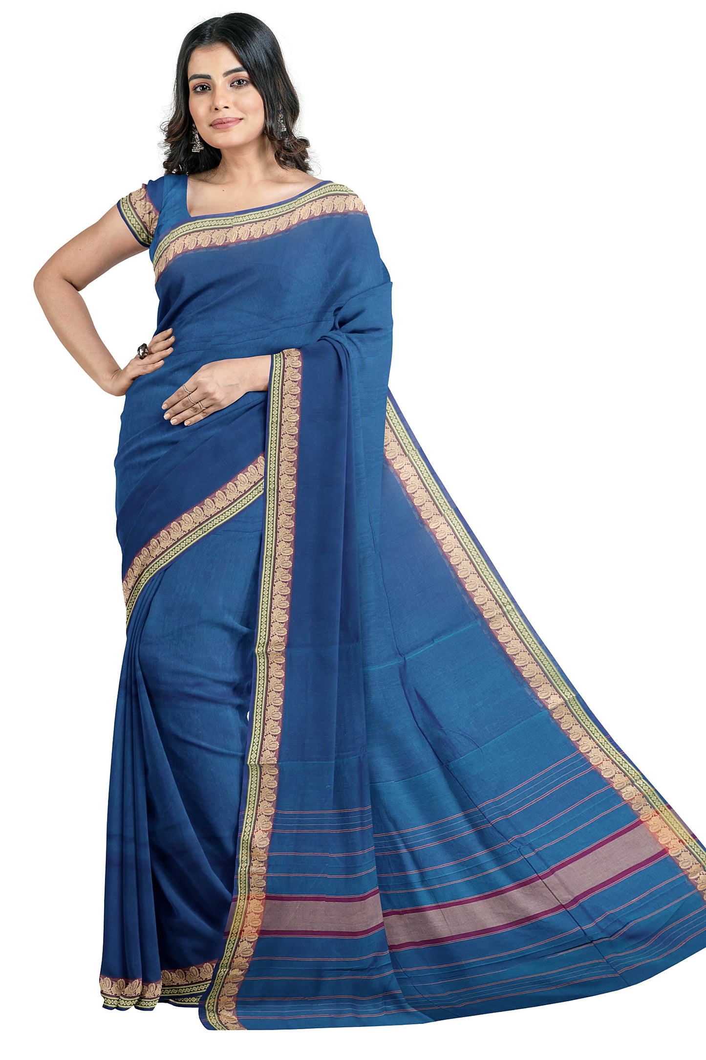 SENSAN Women’s  Kanchi Cotton Saree with Blouse Piece [SKU:739]