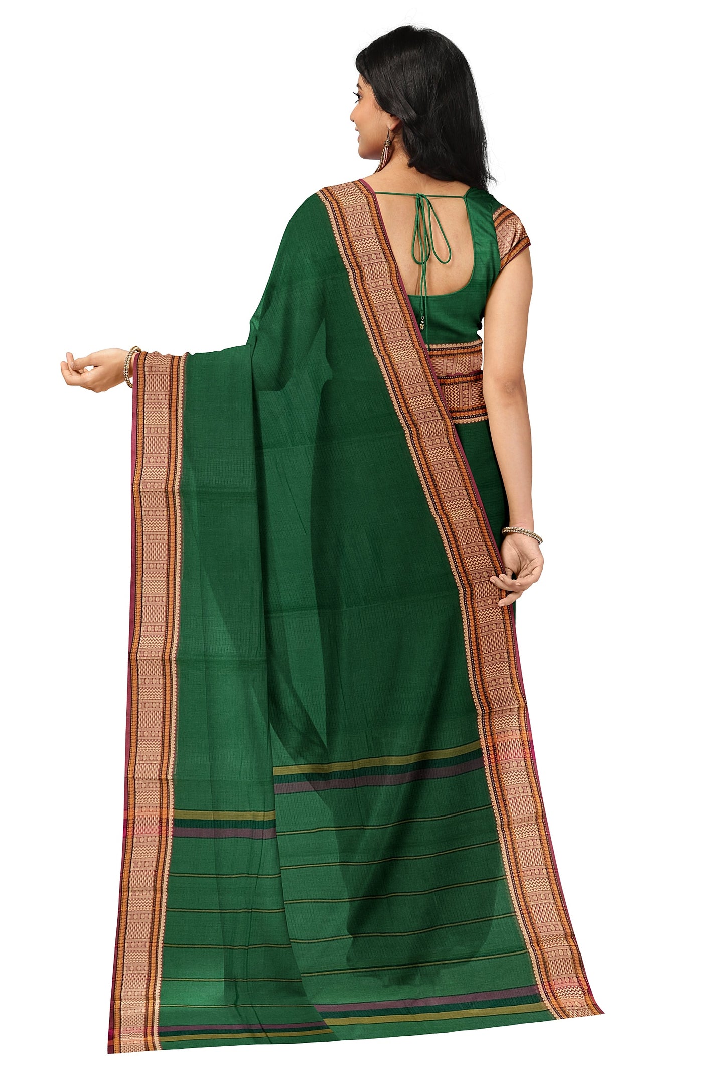 SENSAN Women’s  Kanchi Cotton Saree with Blouse Piece [SKU:741]