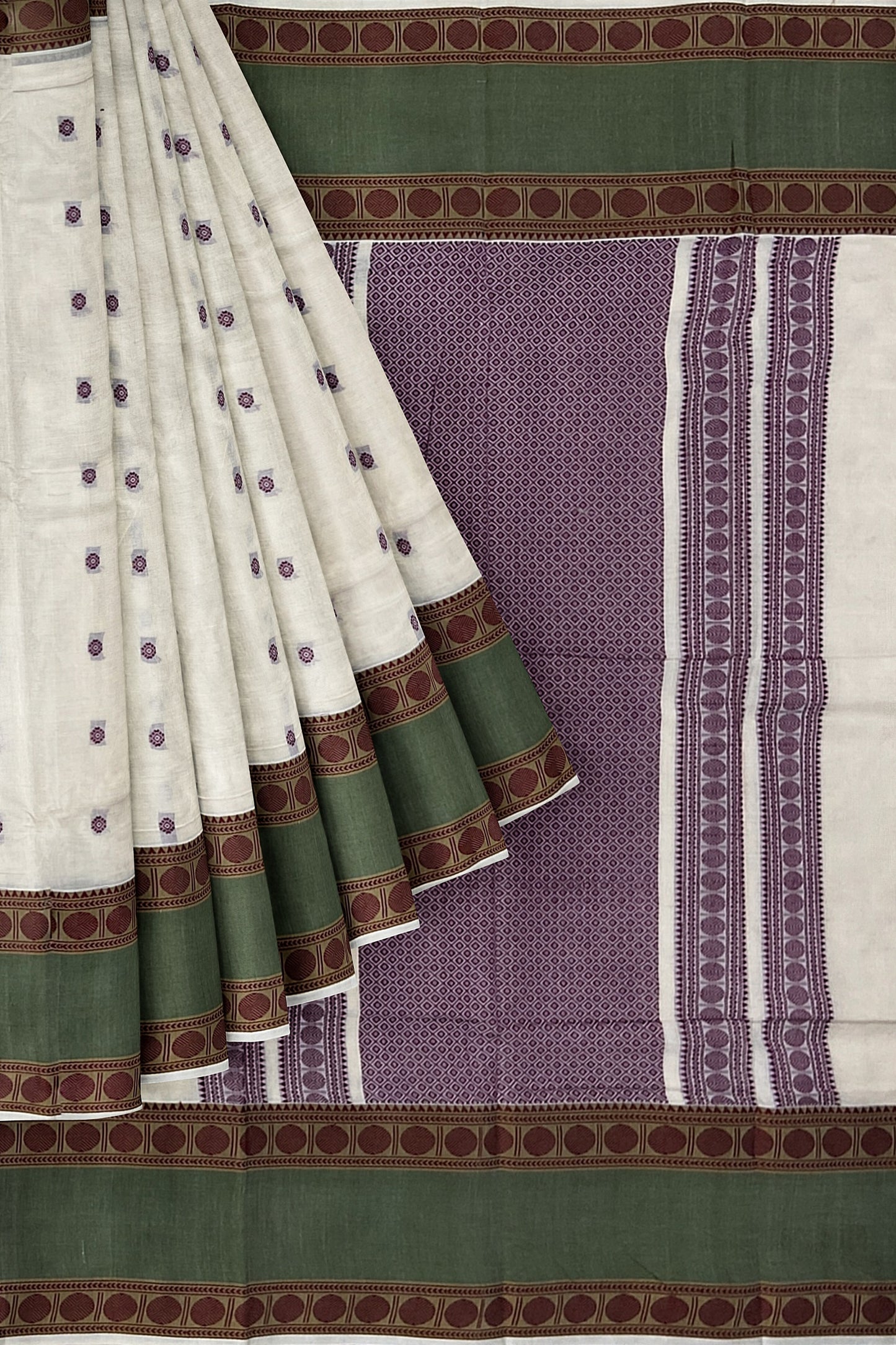 SENSAN Women’s Handloom Kanchi Cotton Saree with Blouse Piece [SKU:743]
