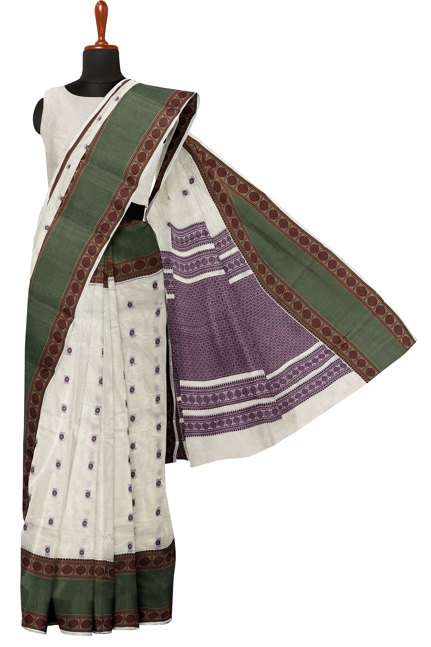 SENSAN Women’s Handloom Kanchi Cotton Saree with Blouse Piece [SKU:743]