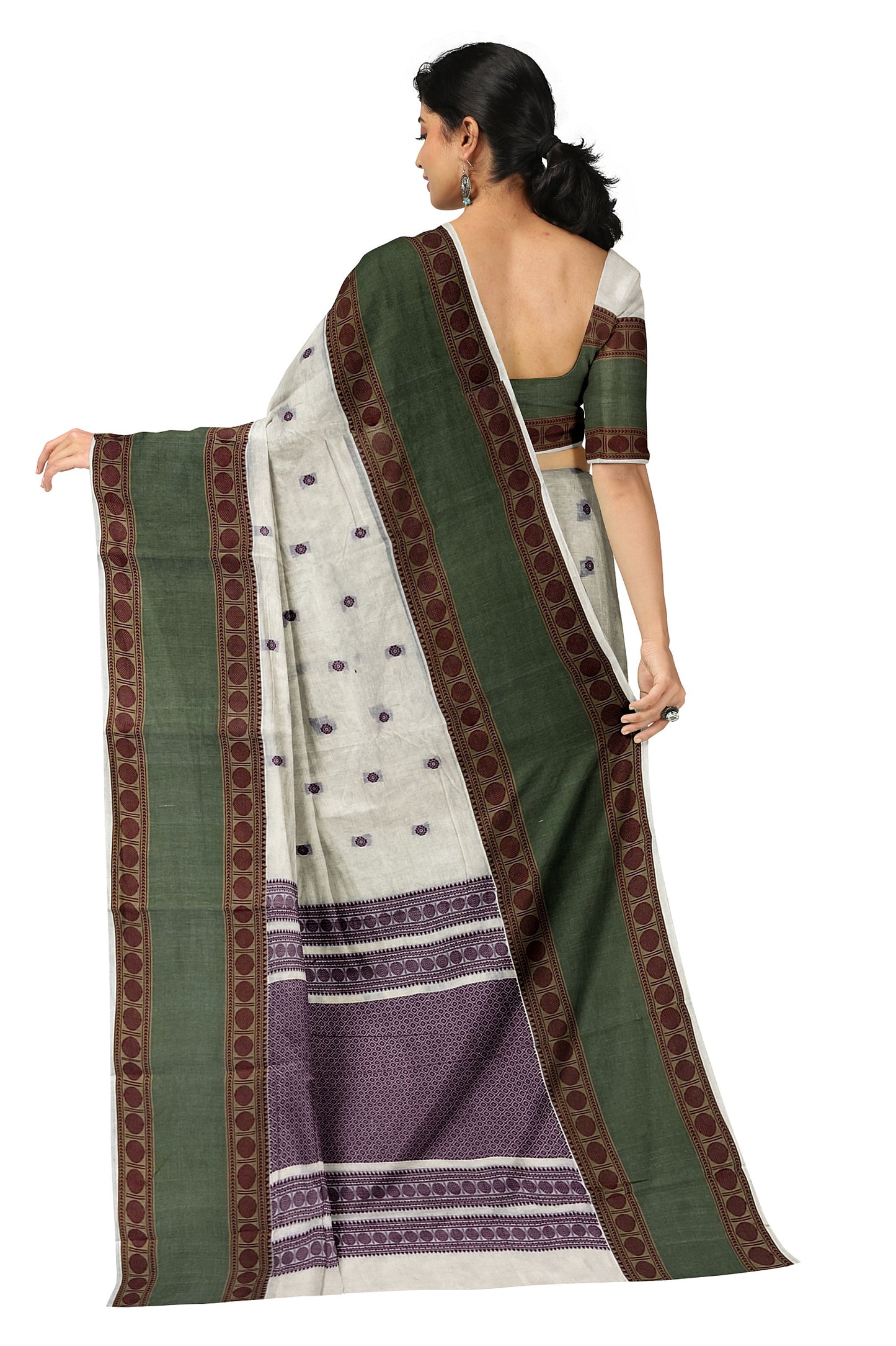 SENSAN Women’s Handloom Kanchi Cotton Saree with Blouse Piece [SKU:743]