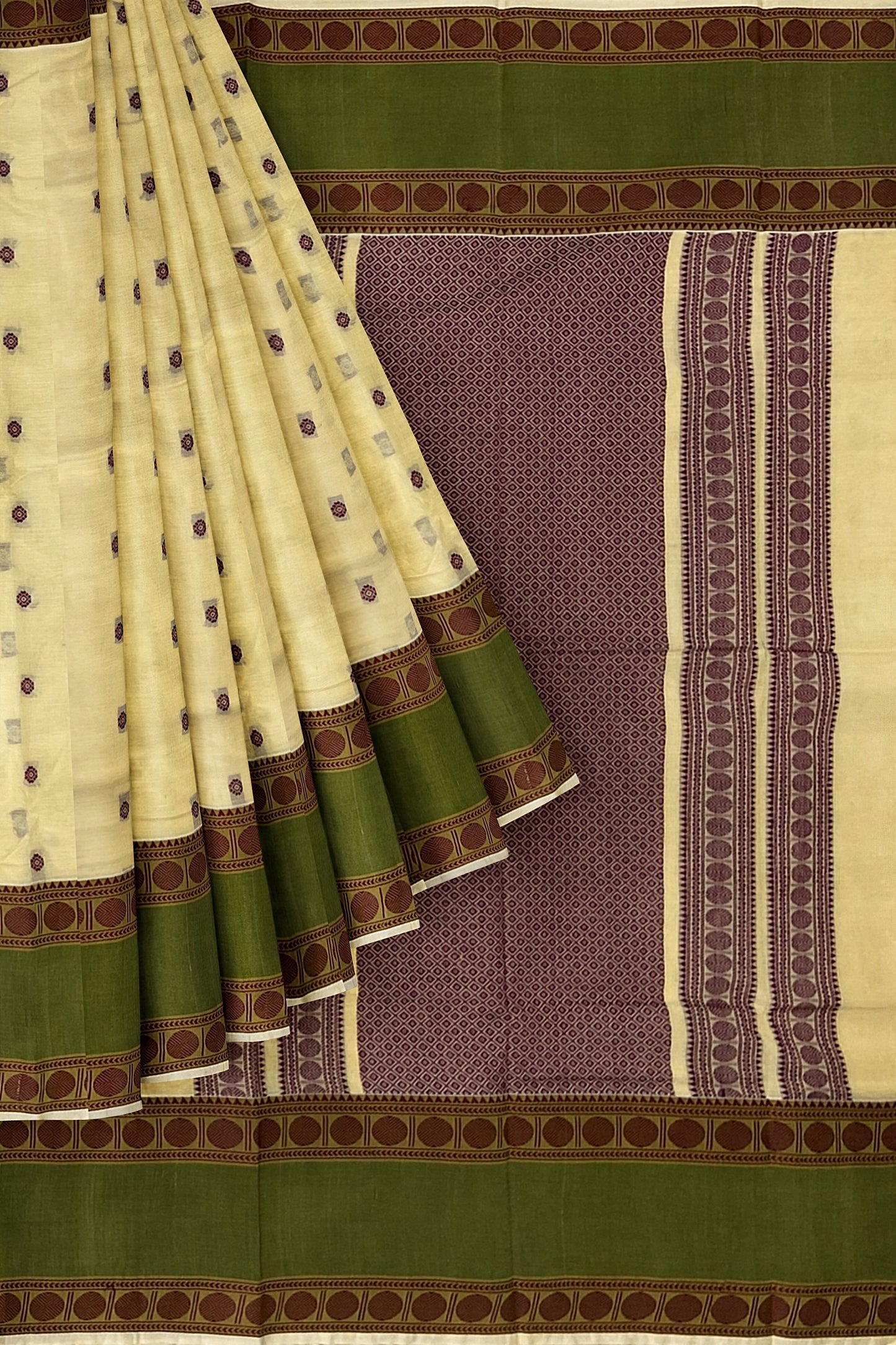SENSAN Women’s Handloom Kanchi Cotton Saree with Blouse Piece [SKU:743]