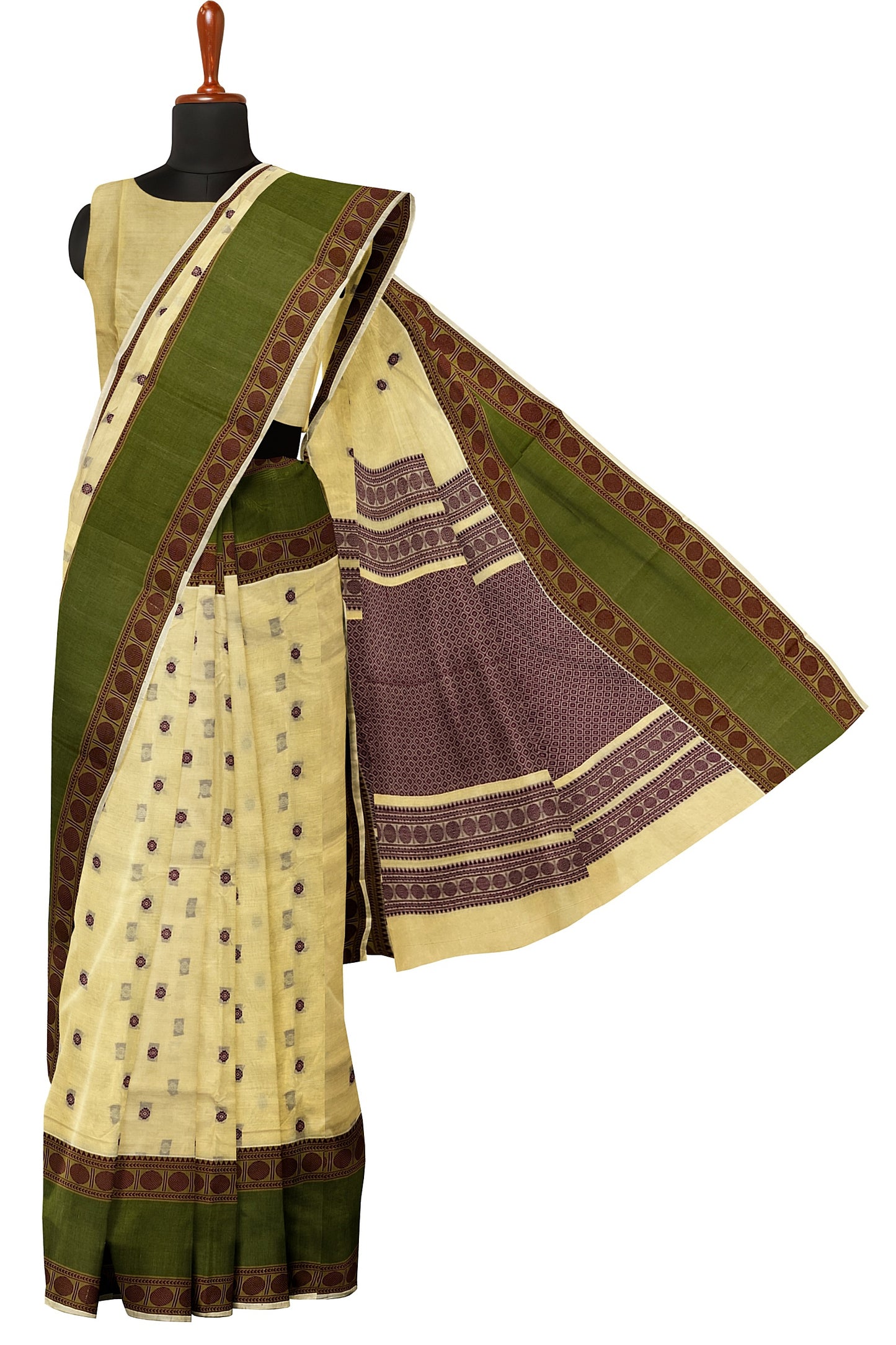 SENSAN Women’s Handloom Kanchi Cotton Saree with Blouse Piece [SKU:743]