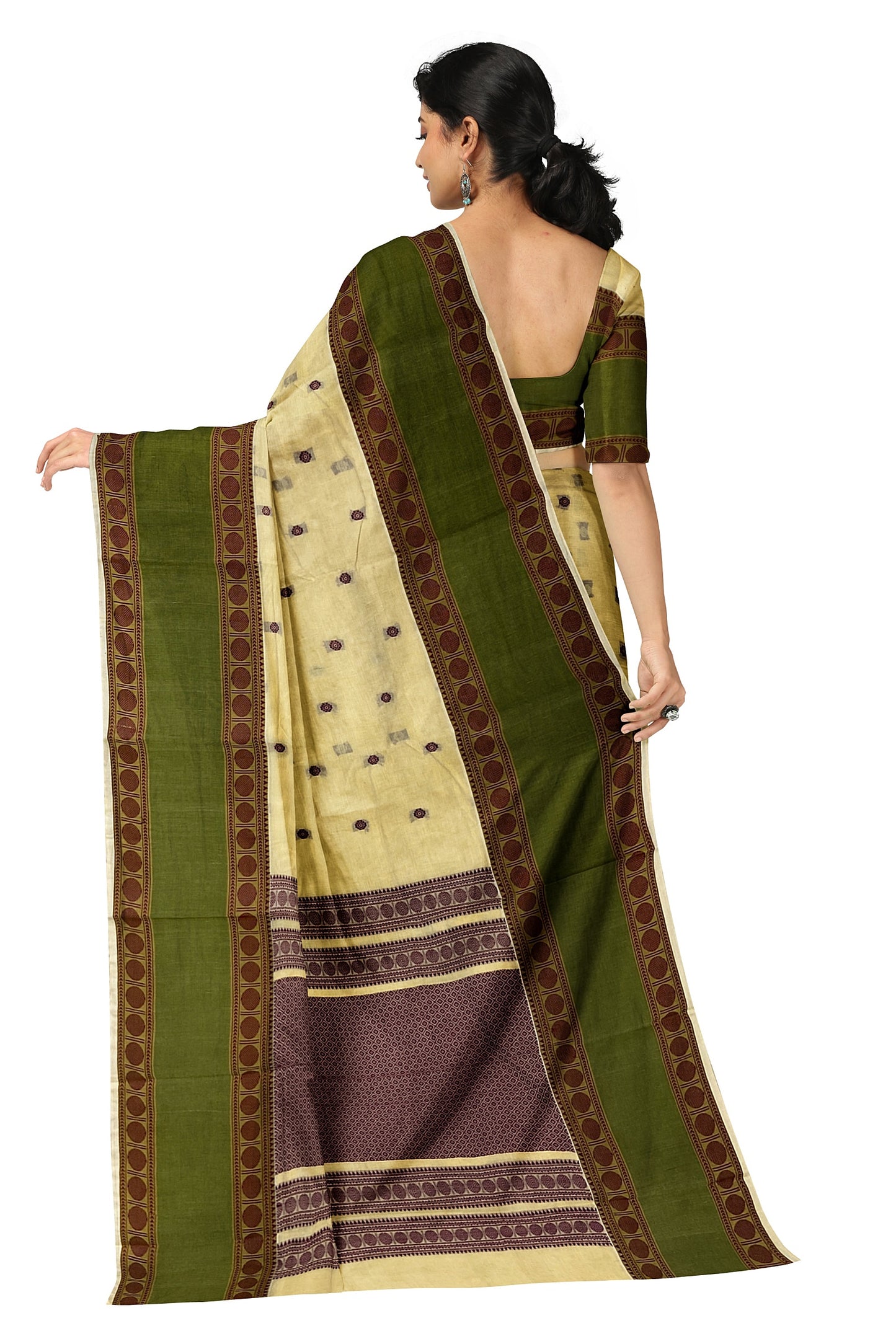 SENSAN Women’s Handloom Kanchi Cotton Saree with Blouse Piece [SKU:743]
