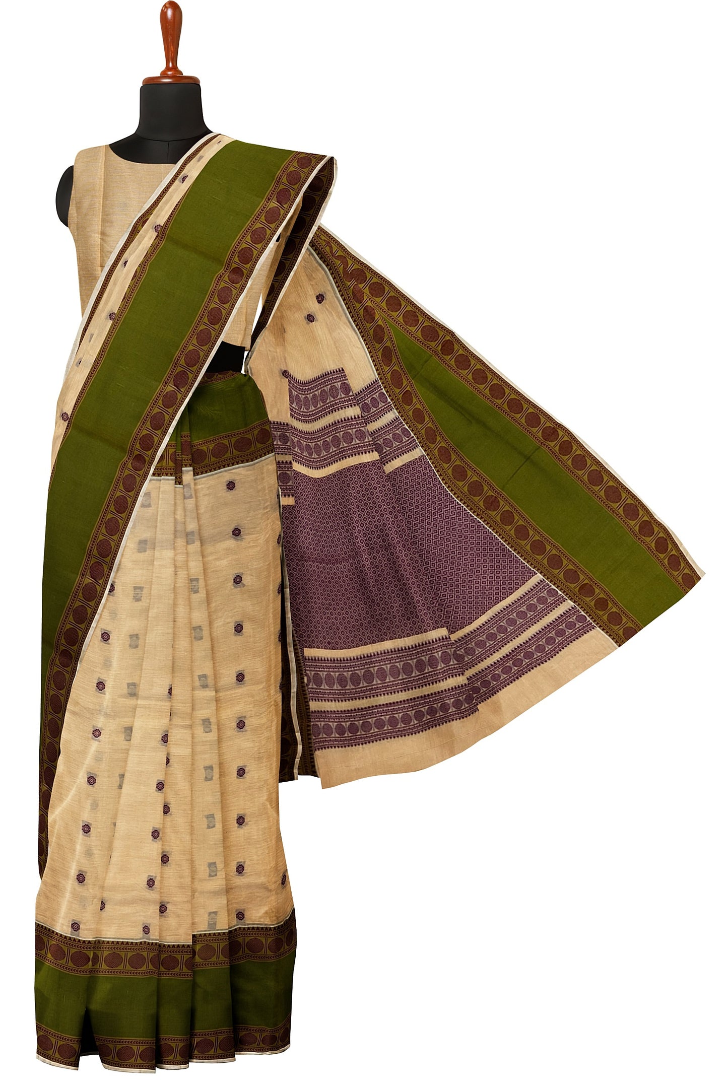 SENSAN Women’s Handloom Kanchi Cotton Saree with Blouse Piece [SKU:743]