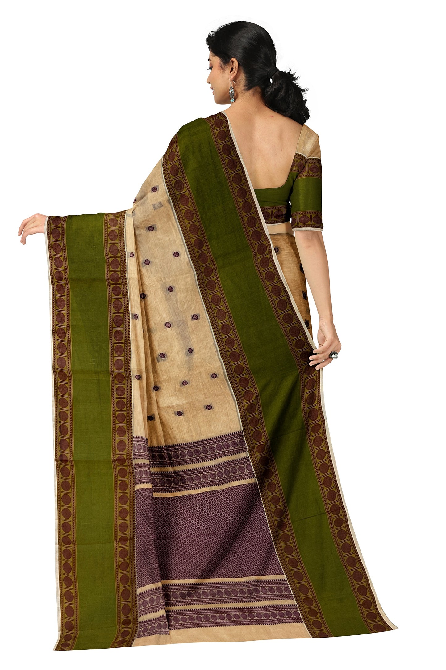 SENSAN Women’s Handloom Kanchi Cotton Saree with Blouse Piece [SKU:743]