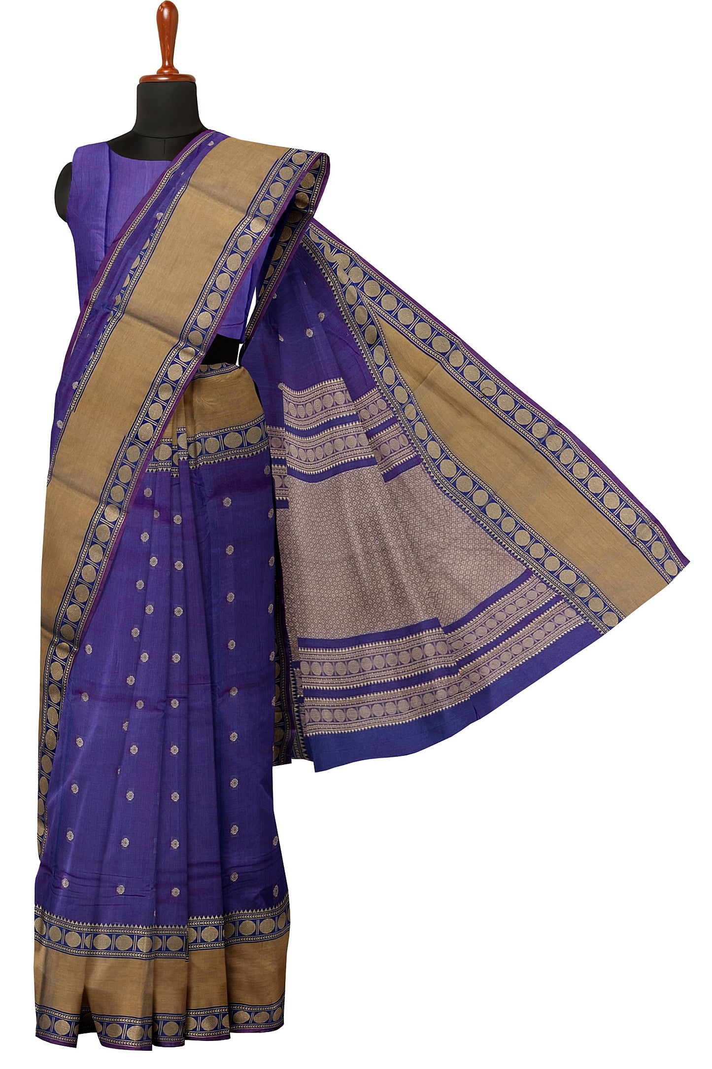 SENSAN Women’s Handloom Kanchi Cotton Saree with Blouse Piece [SKU:743]