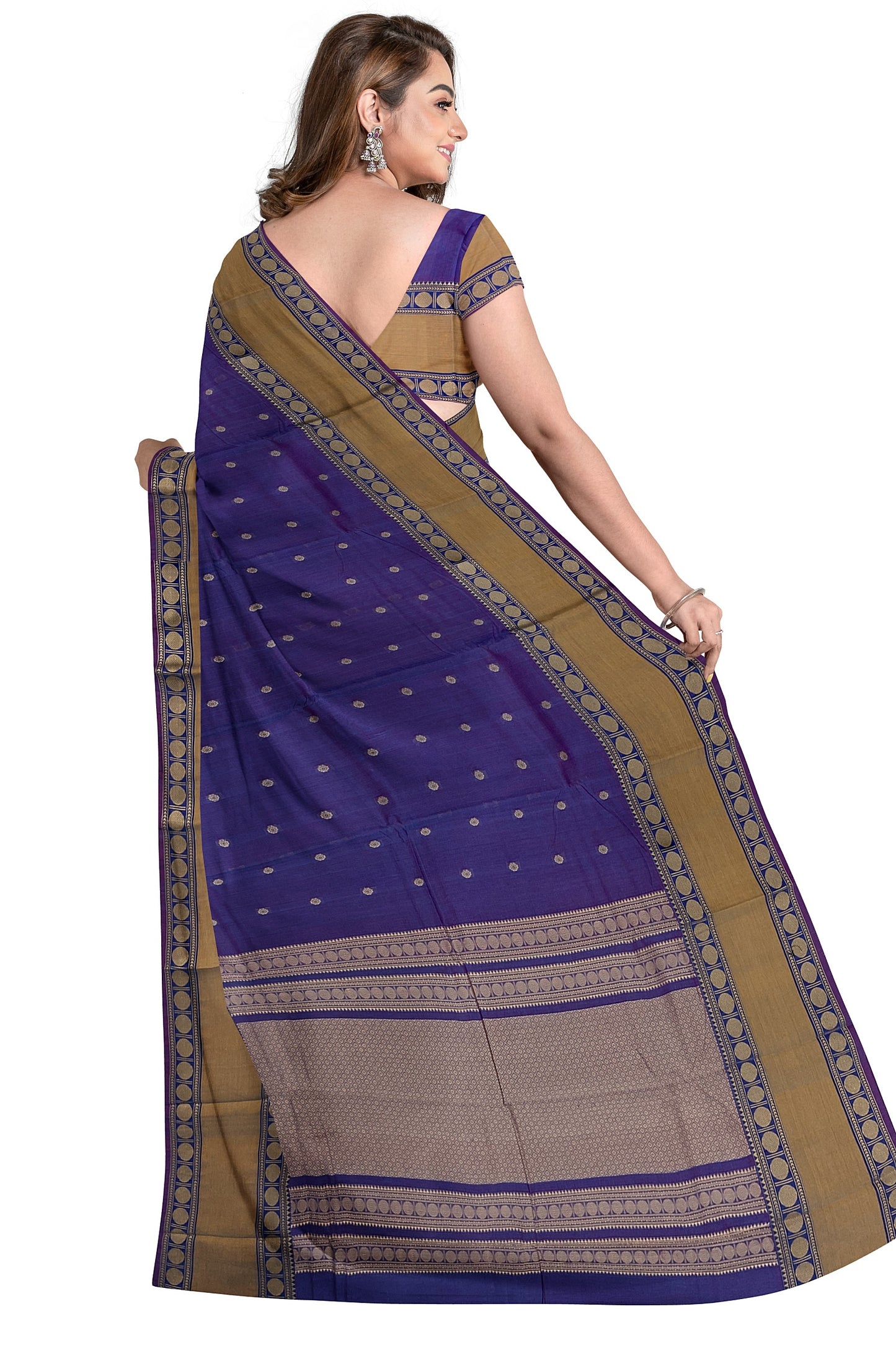 SENSAN Women’s Handloom Kanchi Cotton Saree with Blouse Piece [SKU:743]