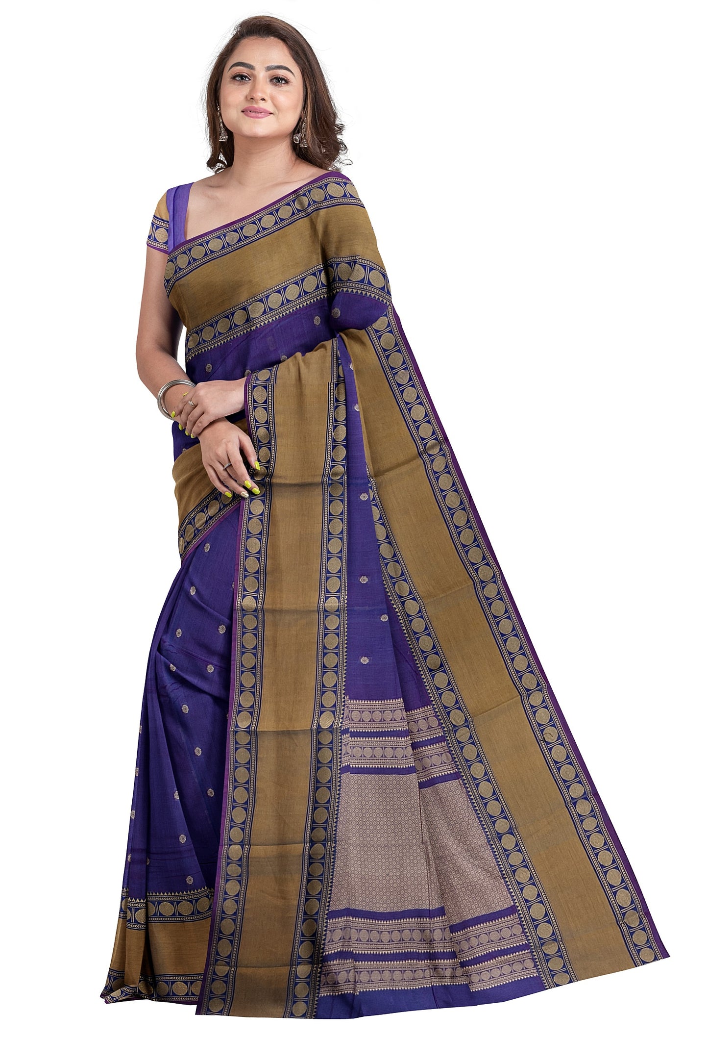 SENSAN Women’s Handloom Kanchi Cotton Saree with Blouse Piece [SKU:743]