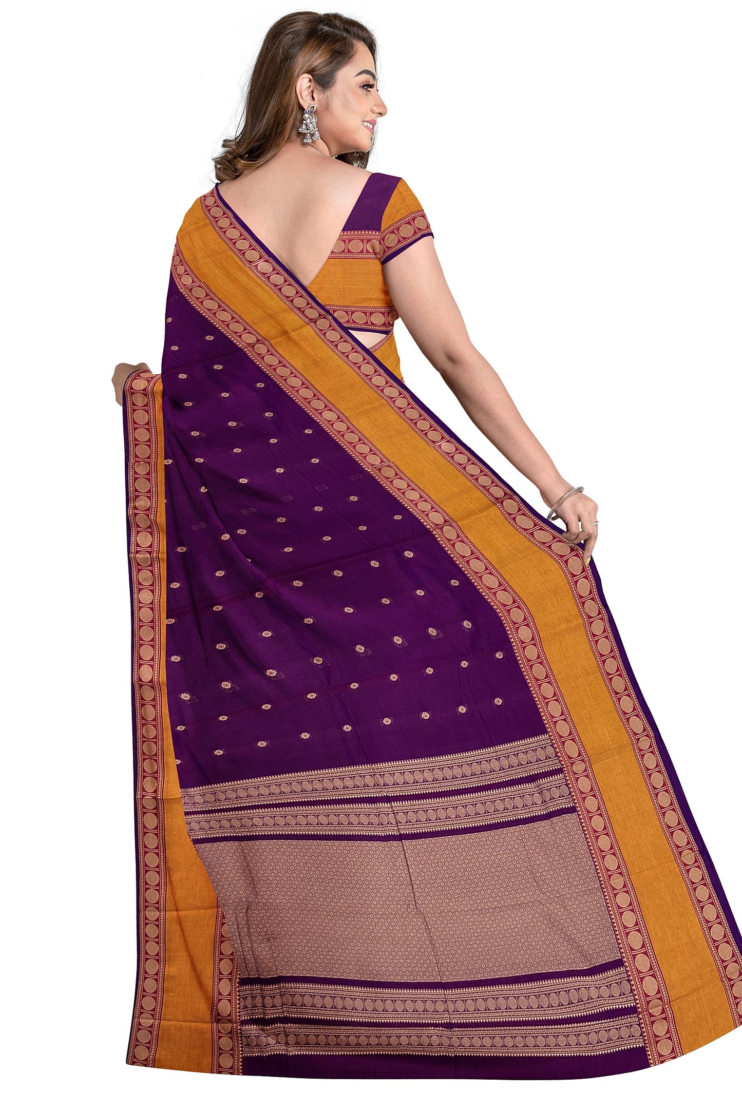 SENSAN Women’s Handloom Kanchi Cotton Saree with Blouse Piece [SKU:743]