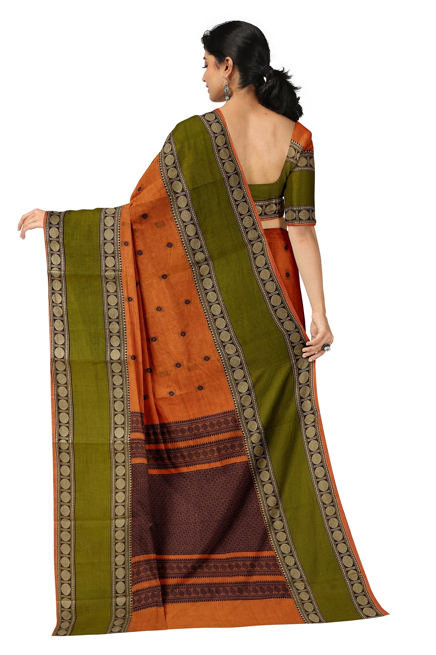 SENSAN Women’s Handloom Kanchi Cotton Saree with Blouse Piece [SKU:743]