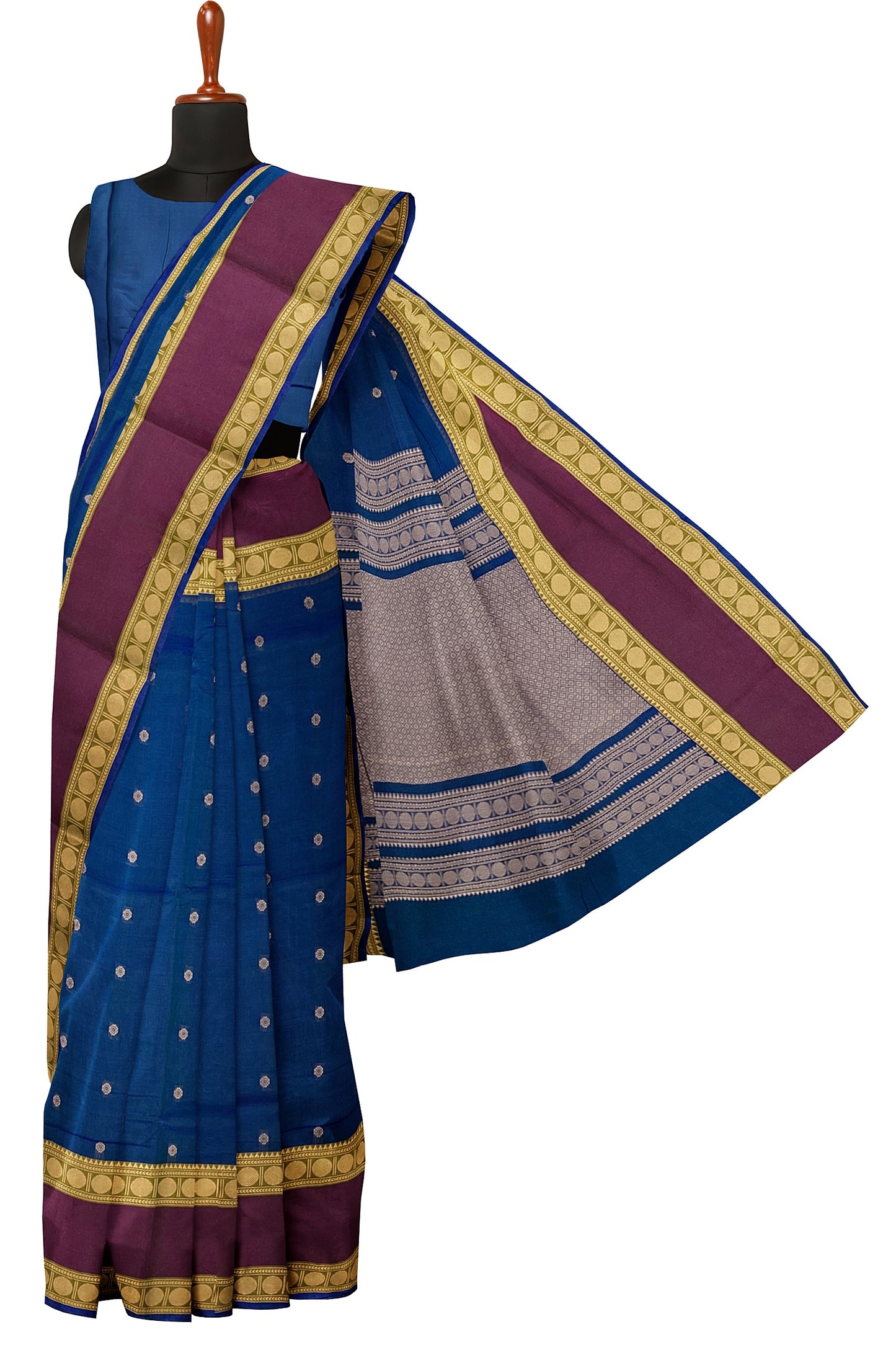 SENSAN Women’s Handloom Kanchi Cotton Saree with Blouse Piece [SKU:743]