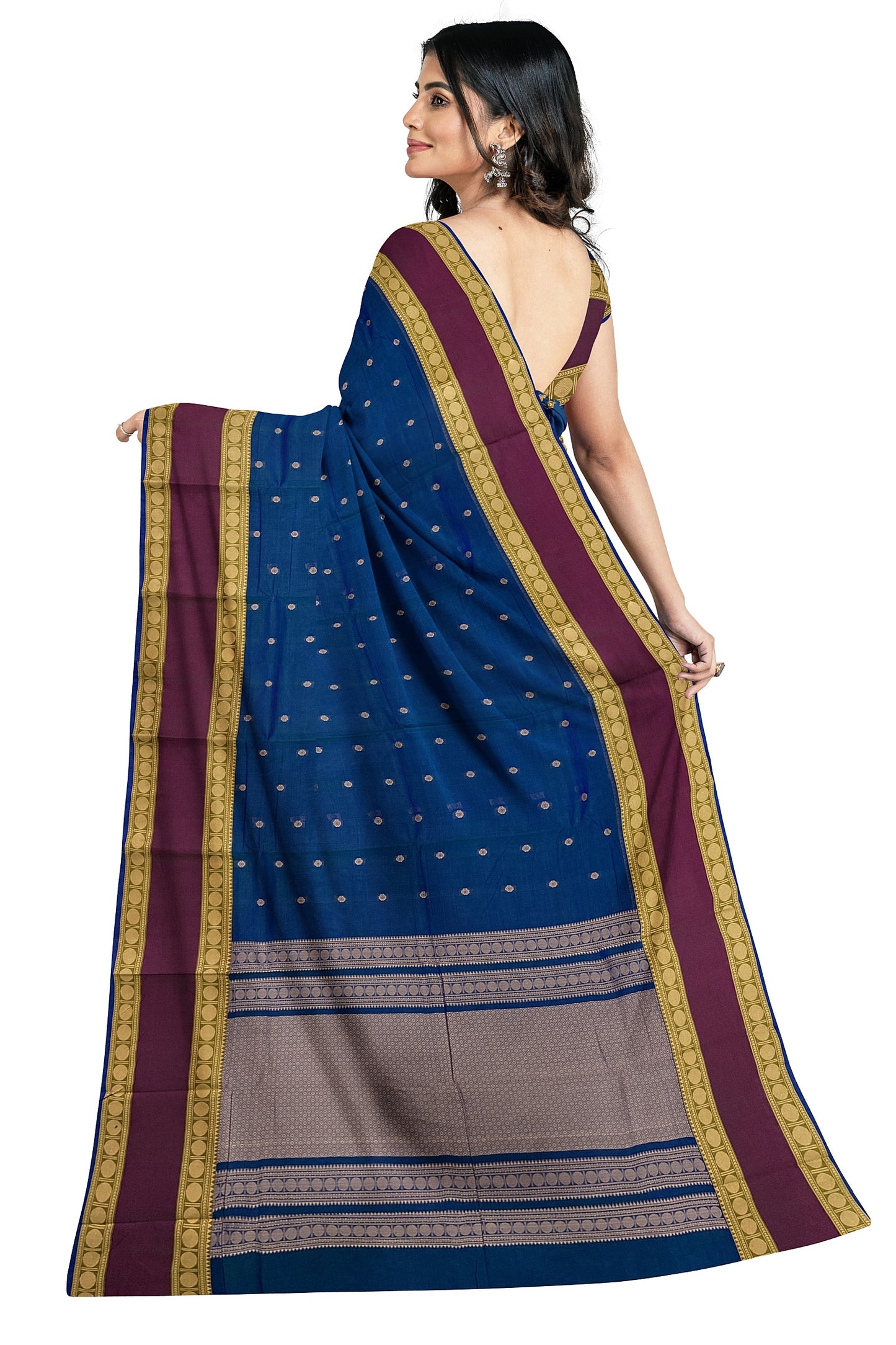SENSAN Women’s Handloom Kanchi Cotton Saree with Blouse Piece [SKU:743]