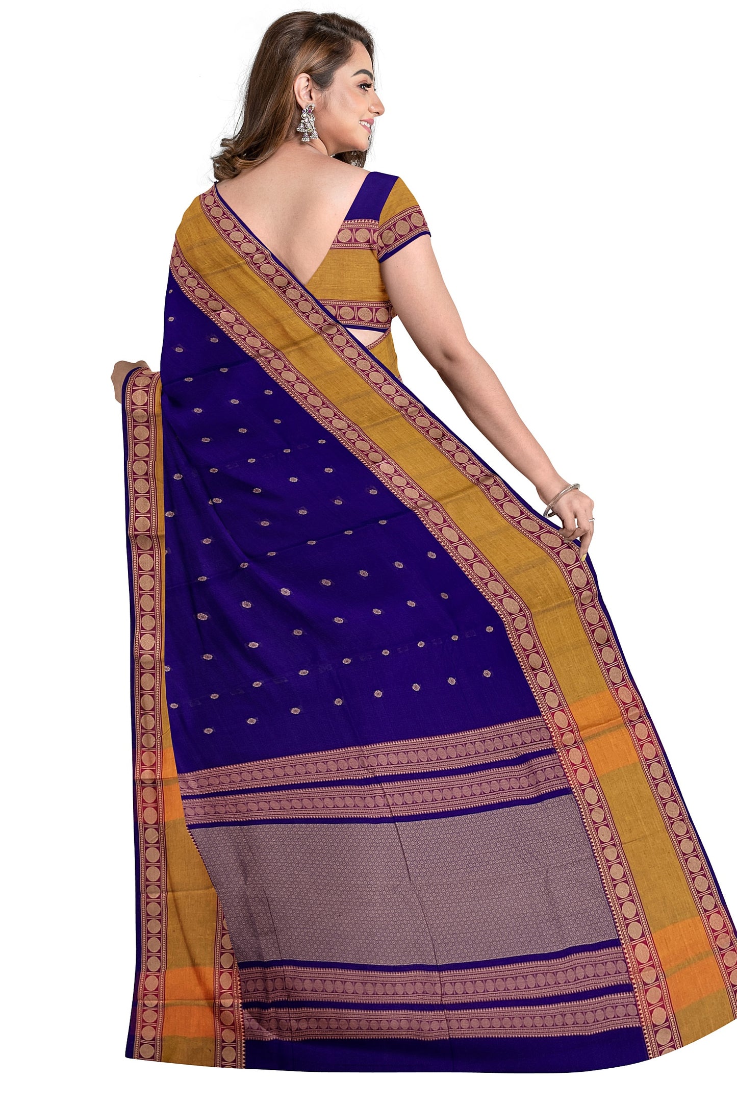 SENSAN Women’s Handloom Kanchi Cotton Saree with Blouse Piece [SKU:743]
