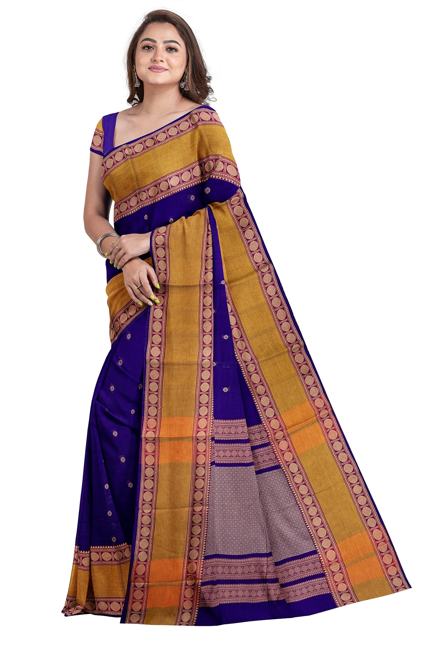 SENSAN Women’s Handloom Kanchi Cotton Saree with Blouse Piece [SKU:743]