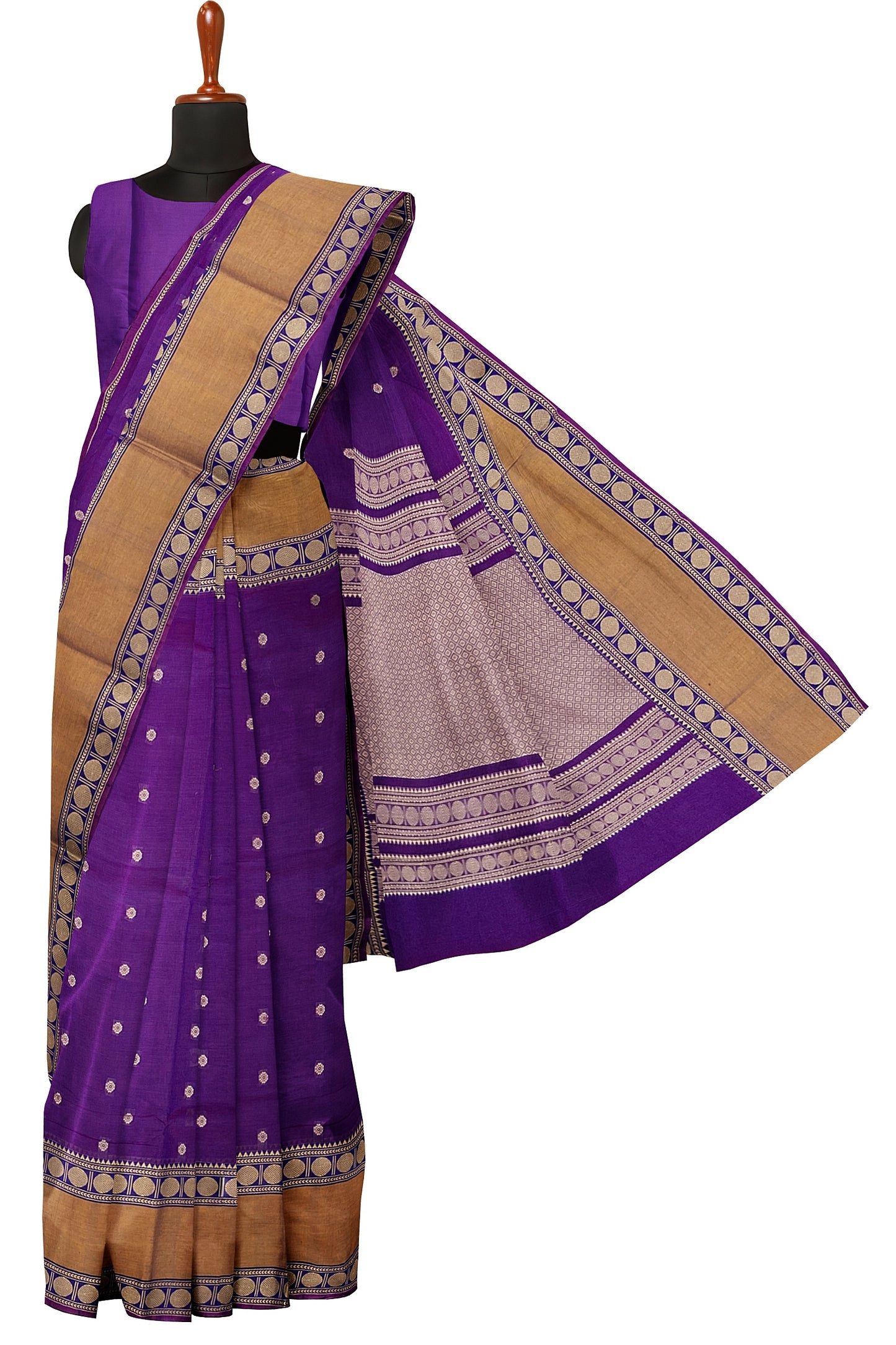SENSAN Women’s Handloom Kanchi Cotton Saree with Blouse Piece [SKU:743]