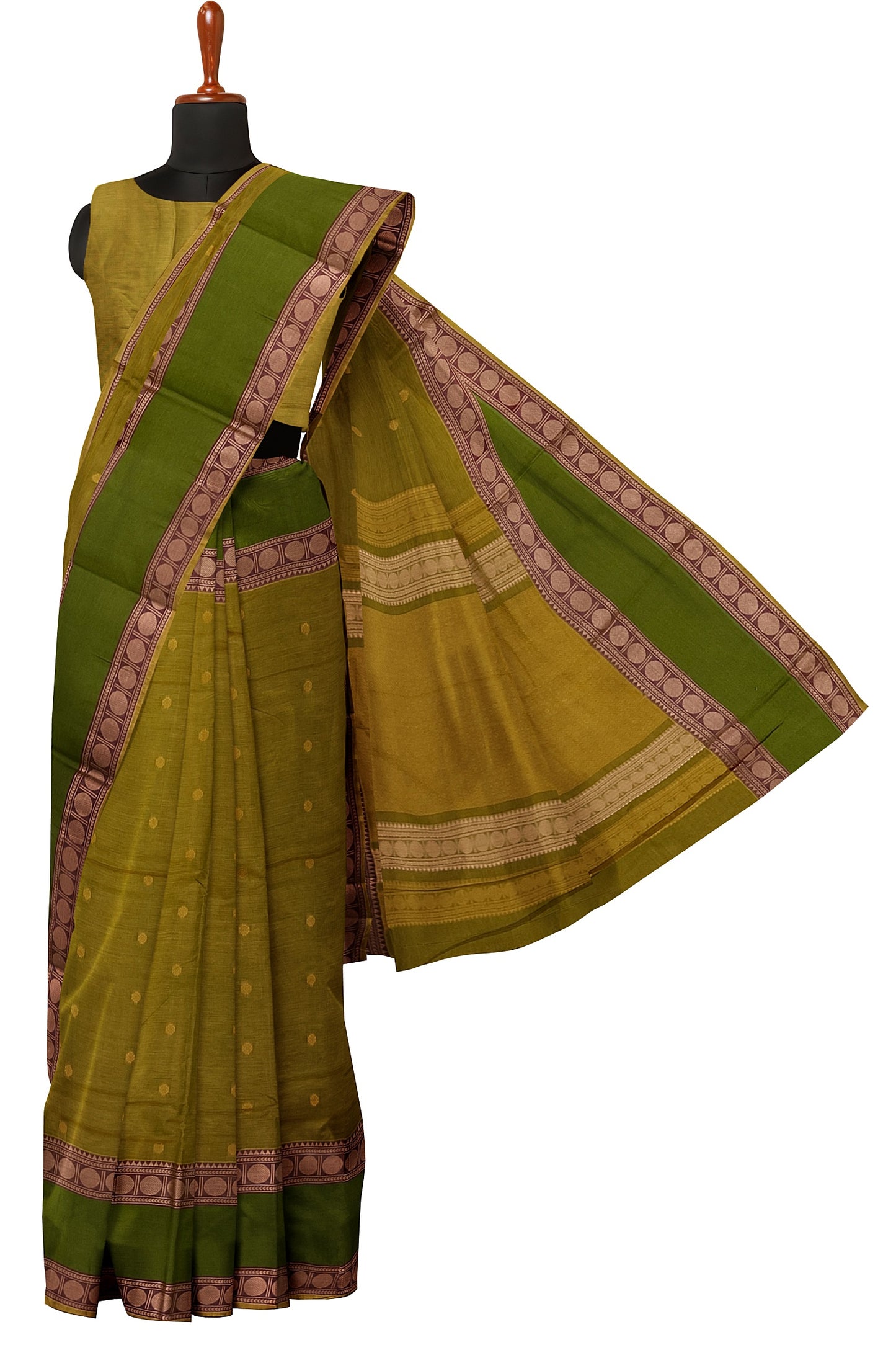 SENSAN Women’s Handloom Kanchi Cotton Saree with Blouse Piece [SKU:743]