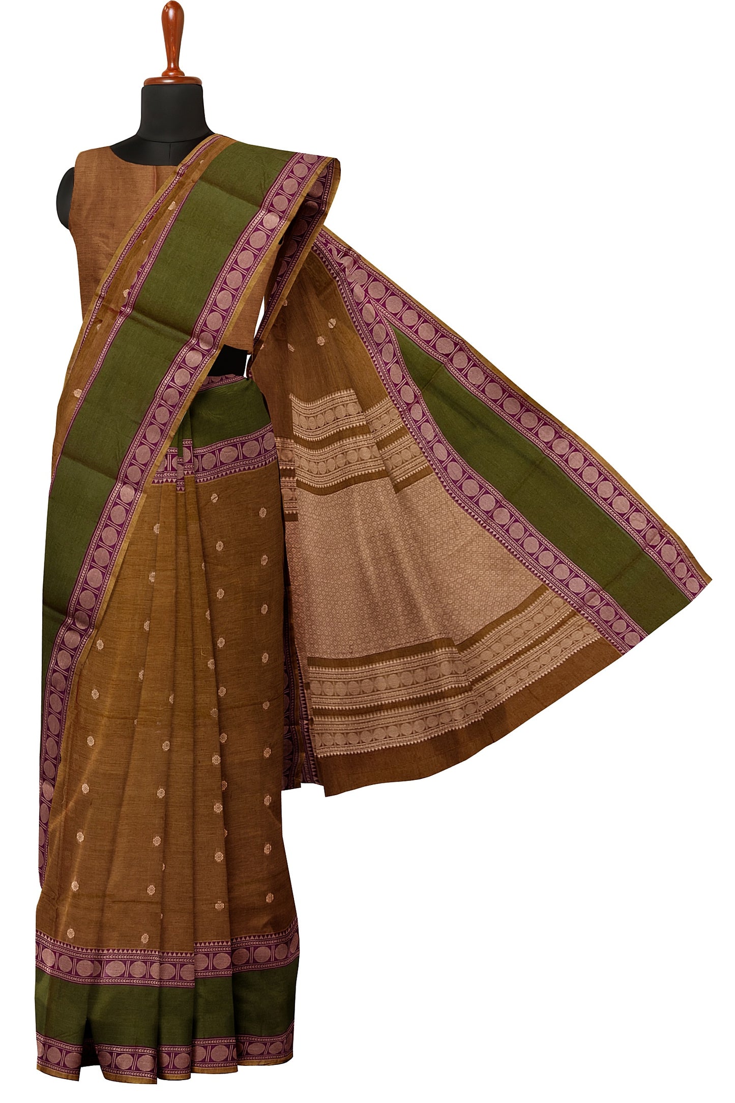 SENSAN Women’s Handloom Kanchi Cotton Saree with Blouse Piece [SKU:743]