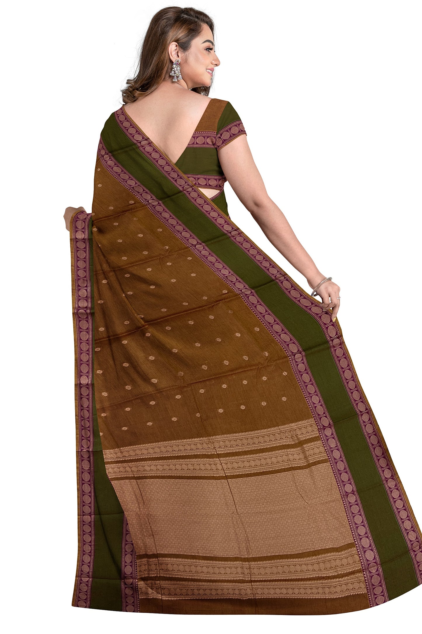 SENSAN Women’s Handloom Kanchi Cotton Saree with Blouse Piece [SKU:743]