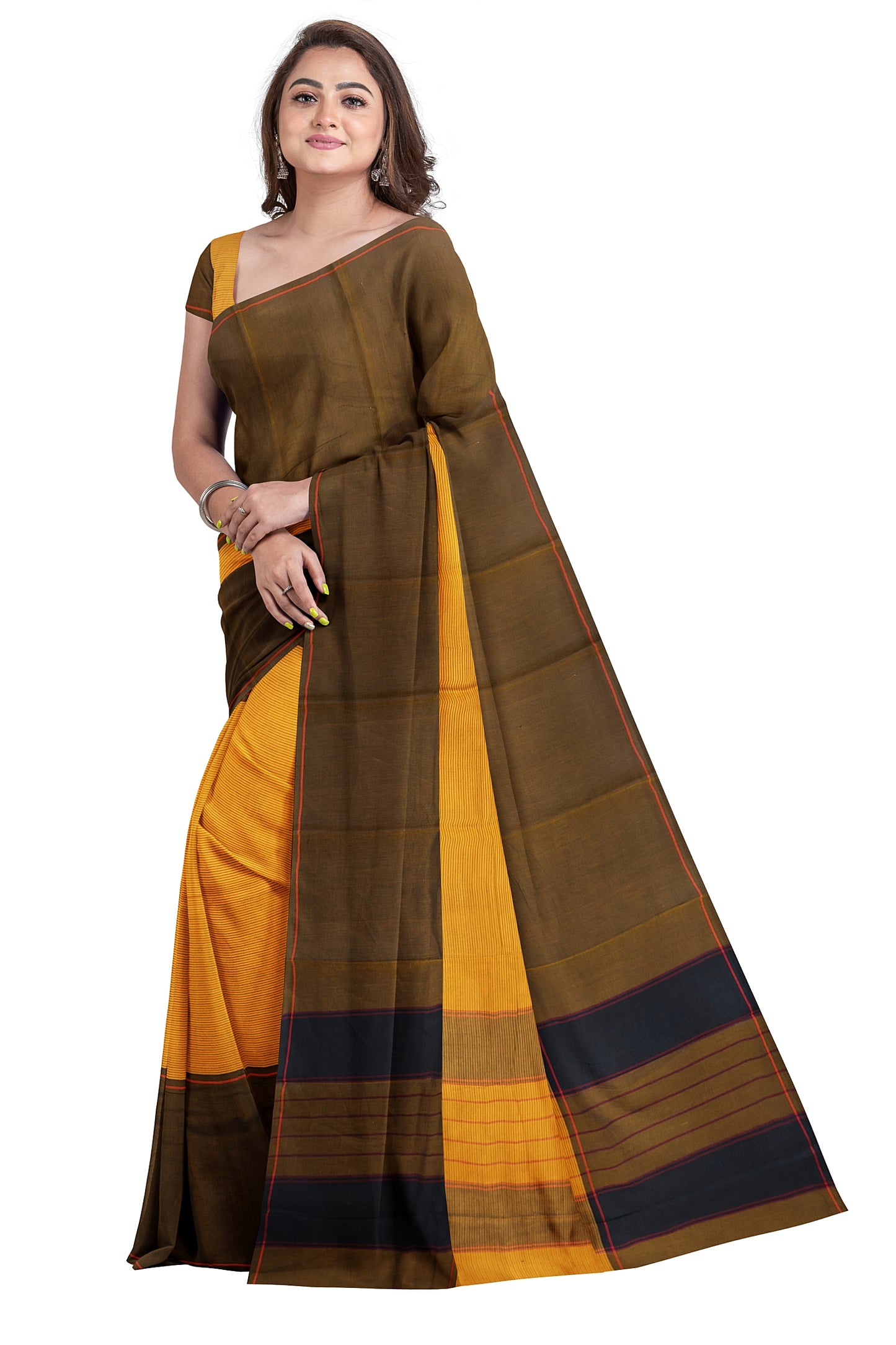 SENSAN Women’s Kanchi Cotton Saree with Blouse Piece [SKU:750]