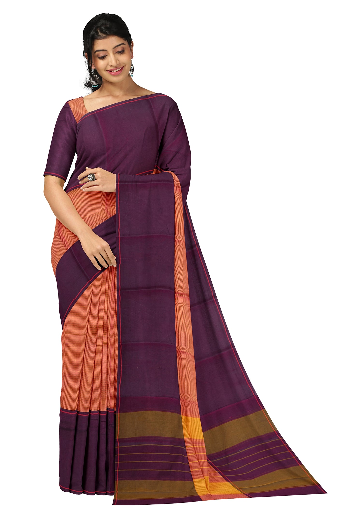 SENSAN Women’s Kanchi Cotton Saree with Blouse Piece [SKU:750]