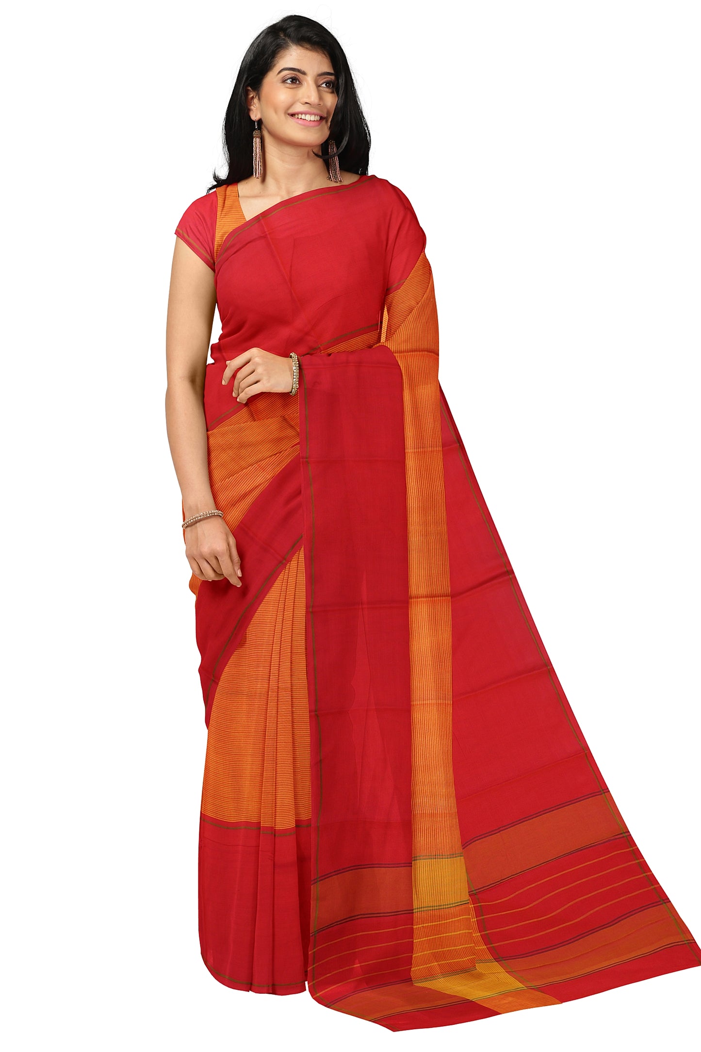 SENSAN Women’s Kanchi Cotton Saree with Blouse Piece [SKU:750]