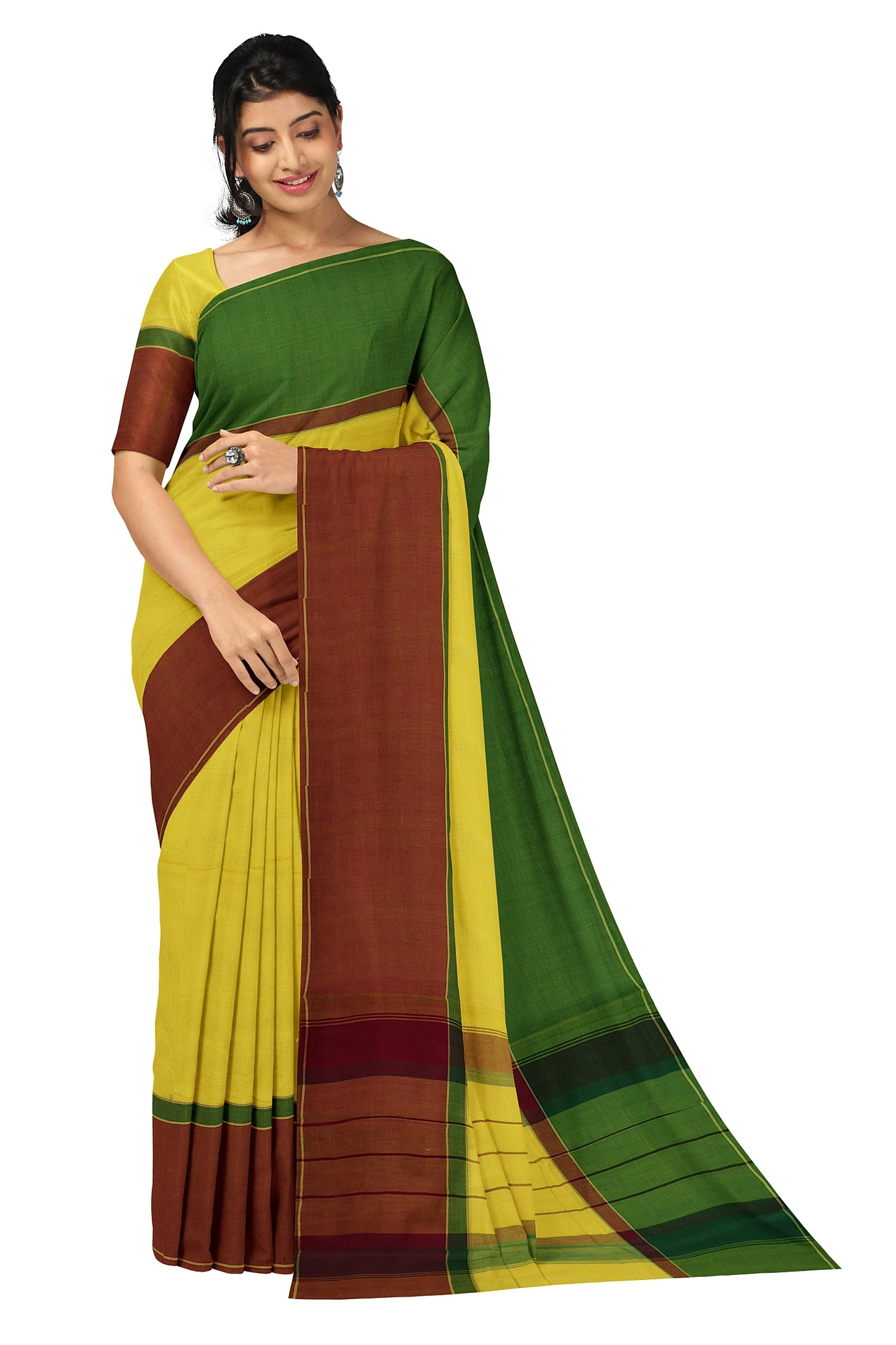 SENSAN Women’s Kanchi Cotton Saree with Blouse Piece [SKU:751]