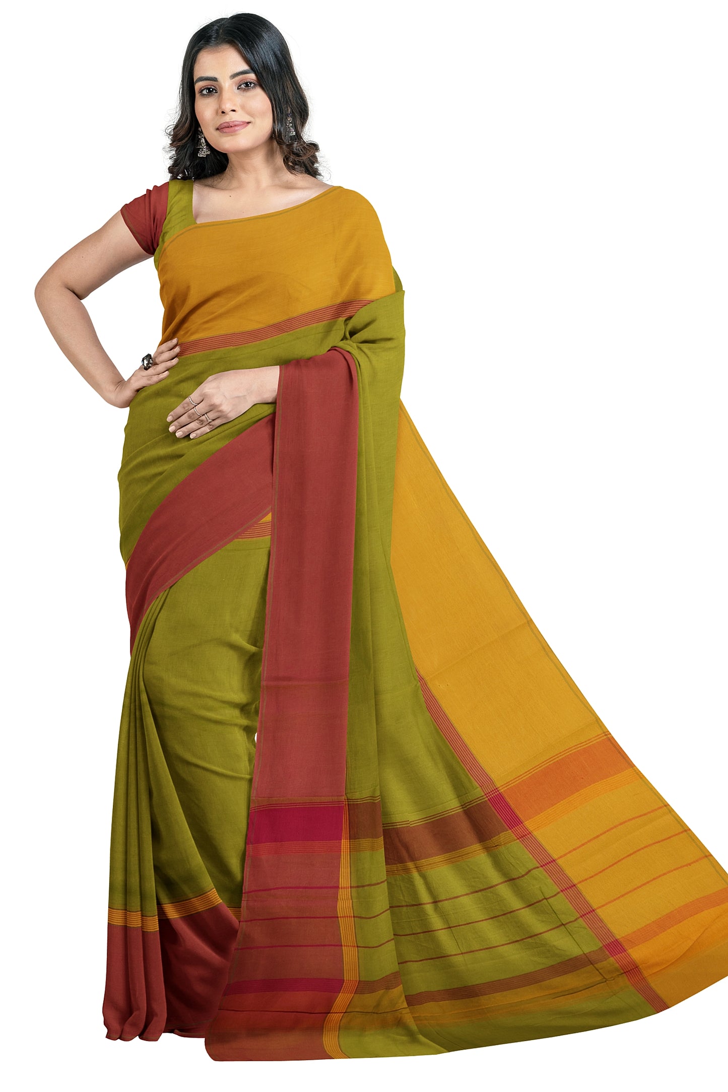 SENSAN Women’s Kanchi Cotton Saree with Blouse Piece [SKU:751]