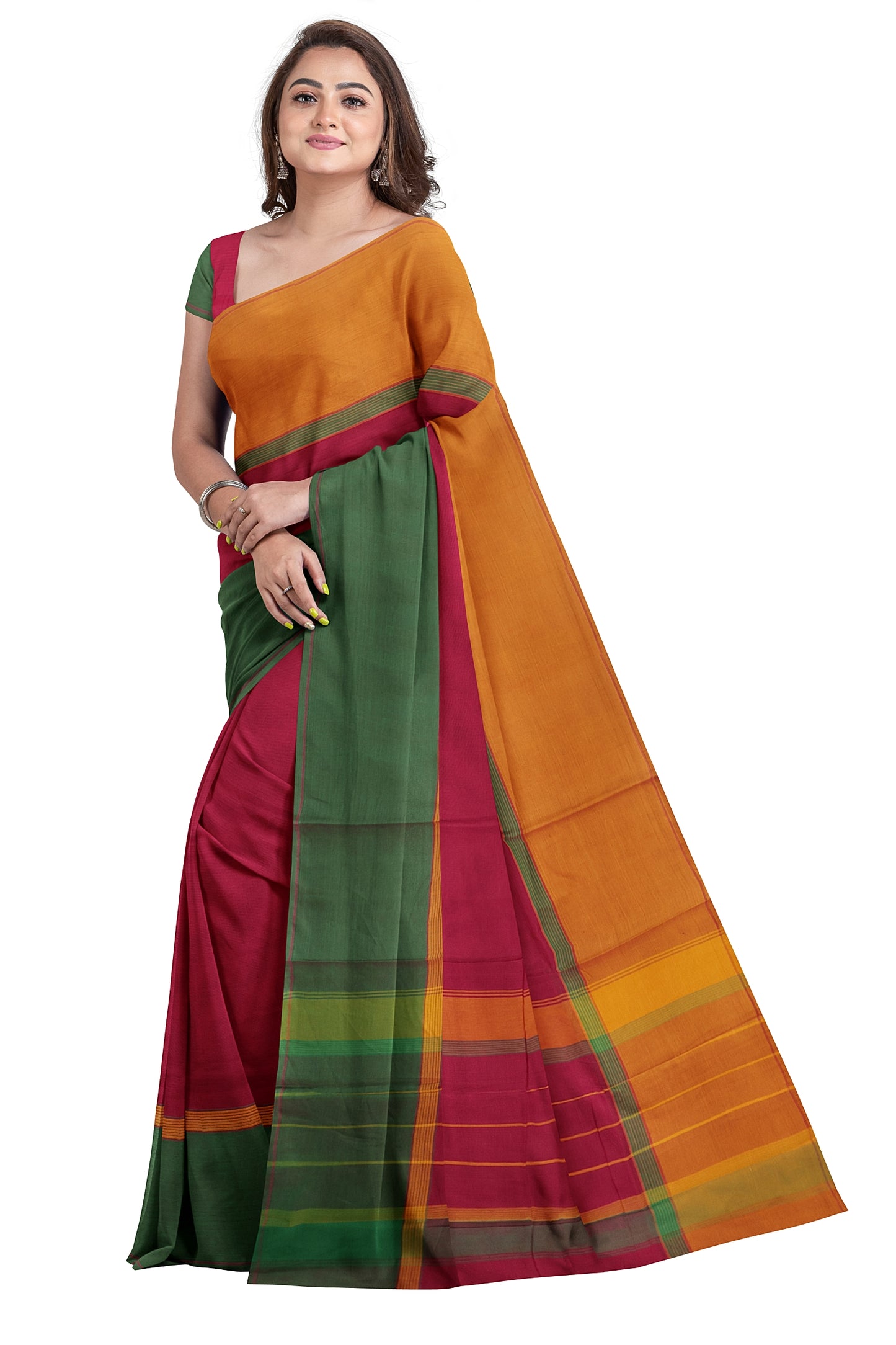SENSAN Women’s Kanchi Cotton Saree with Blouse Piece [SKU:751]